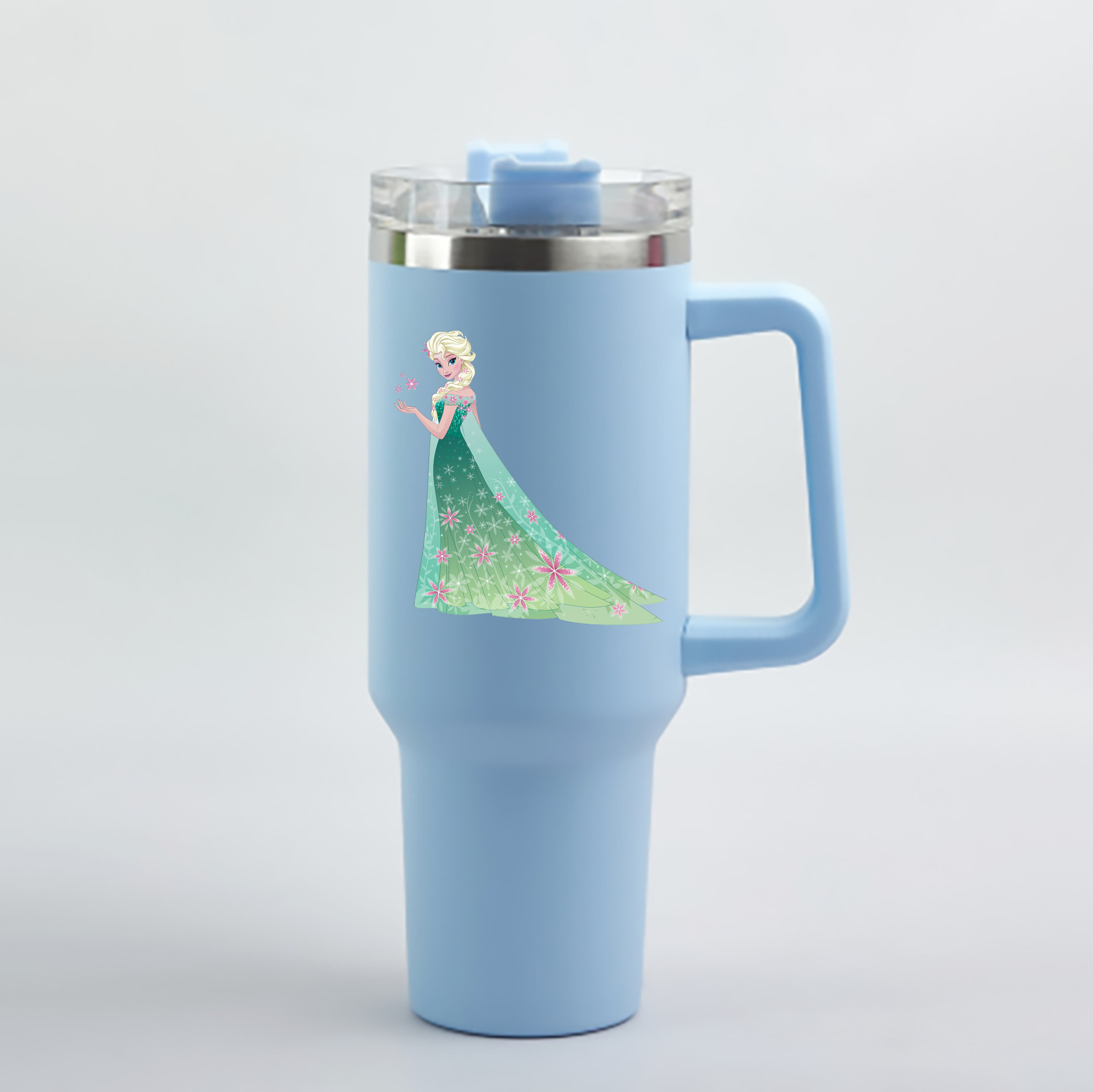 （画像用） アナと雪の女王 アンナ エルサ Frozen Anna Elsa 1200mL車用タンブラー - クリスタルステッカー（プラスチックストロー付き）