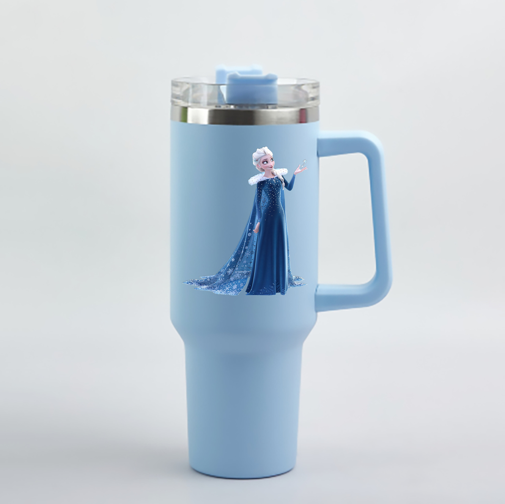 （画像用） アナと雪の女王 アンナ エルサ Frozen Anna Elsa 1200mL車用タンブラー - クリスタルステッカー（プラスチックストロー付き）