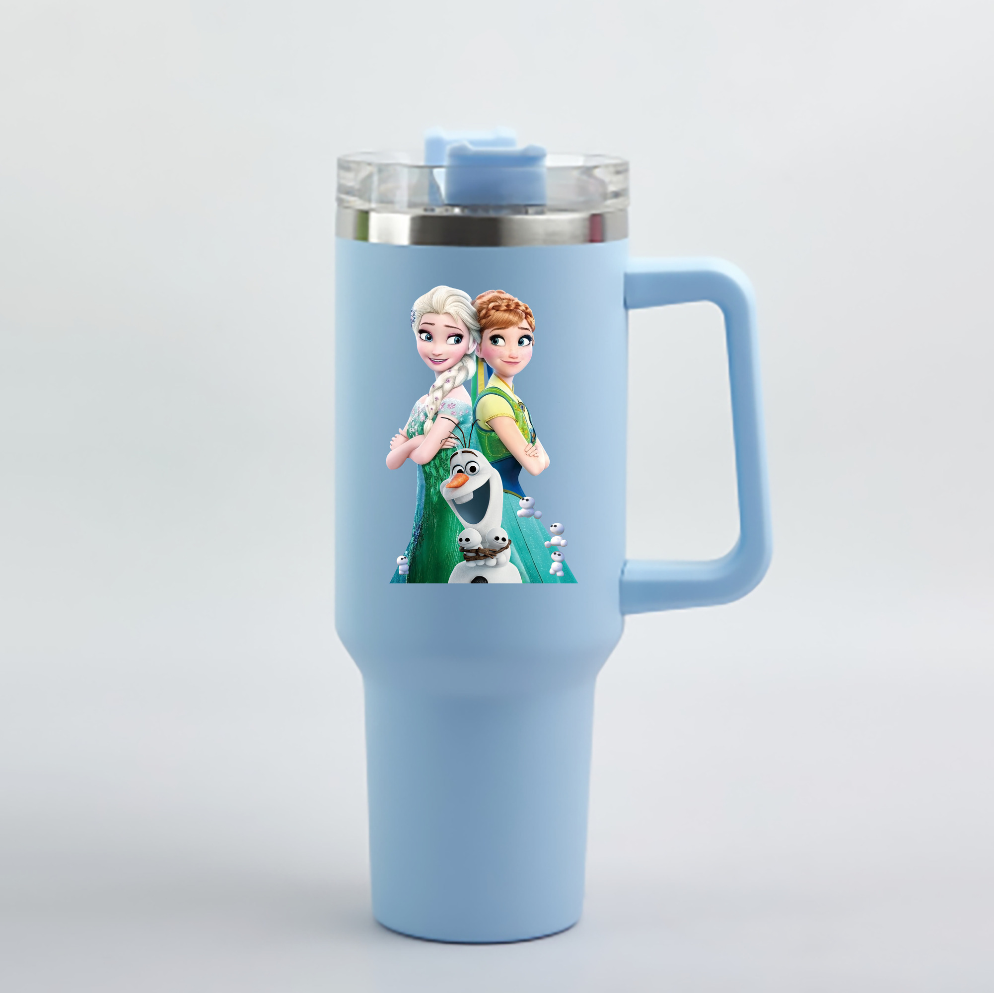 （画像用） アナと雪の女王 アンナ エルサ Frozen Anna Elsa 1200mL車用タンブラー - クリスタルステッカー（プラスチックストロー付き）