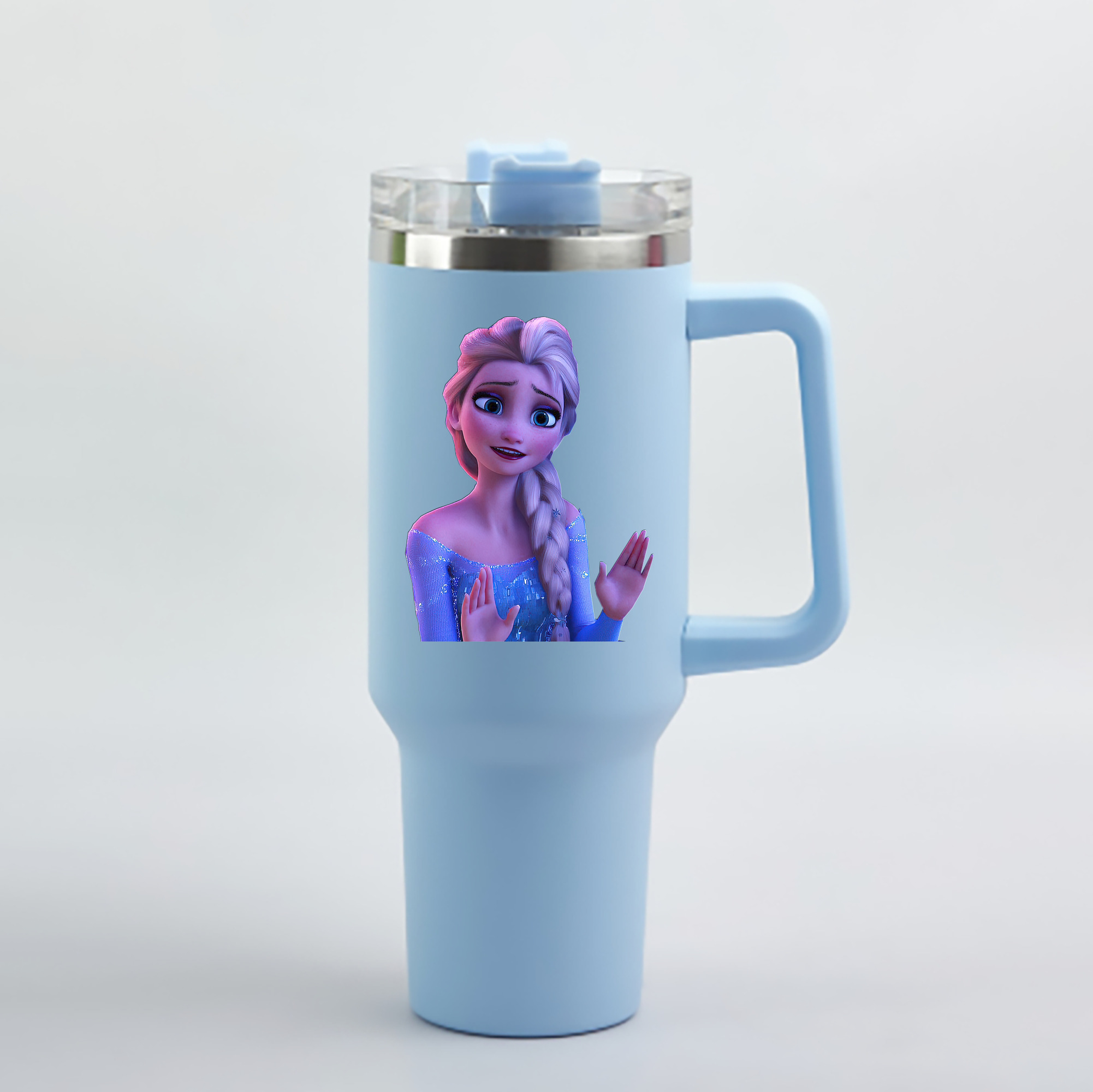 （画像用） アナと雪の女王 アンナ エルサ Frozen Anna Elsa 1200mL車用タンブラー - クリスタルステッカー（プラスチックストロー付き）