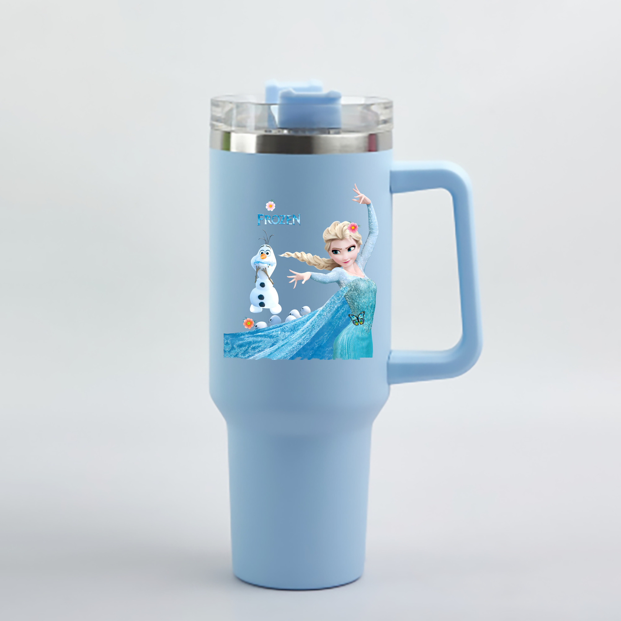 （画像用） アナと雪の女王 アンナ エルサ Frozen Anna Elsa 1200mL車用タンブラー - クリスタルステッカー（プラスチックストロー付き）
