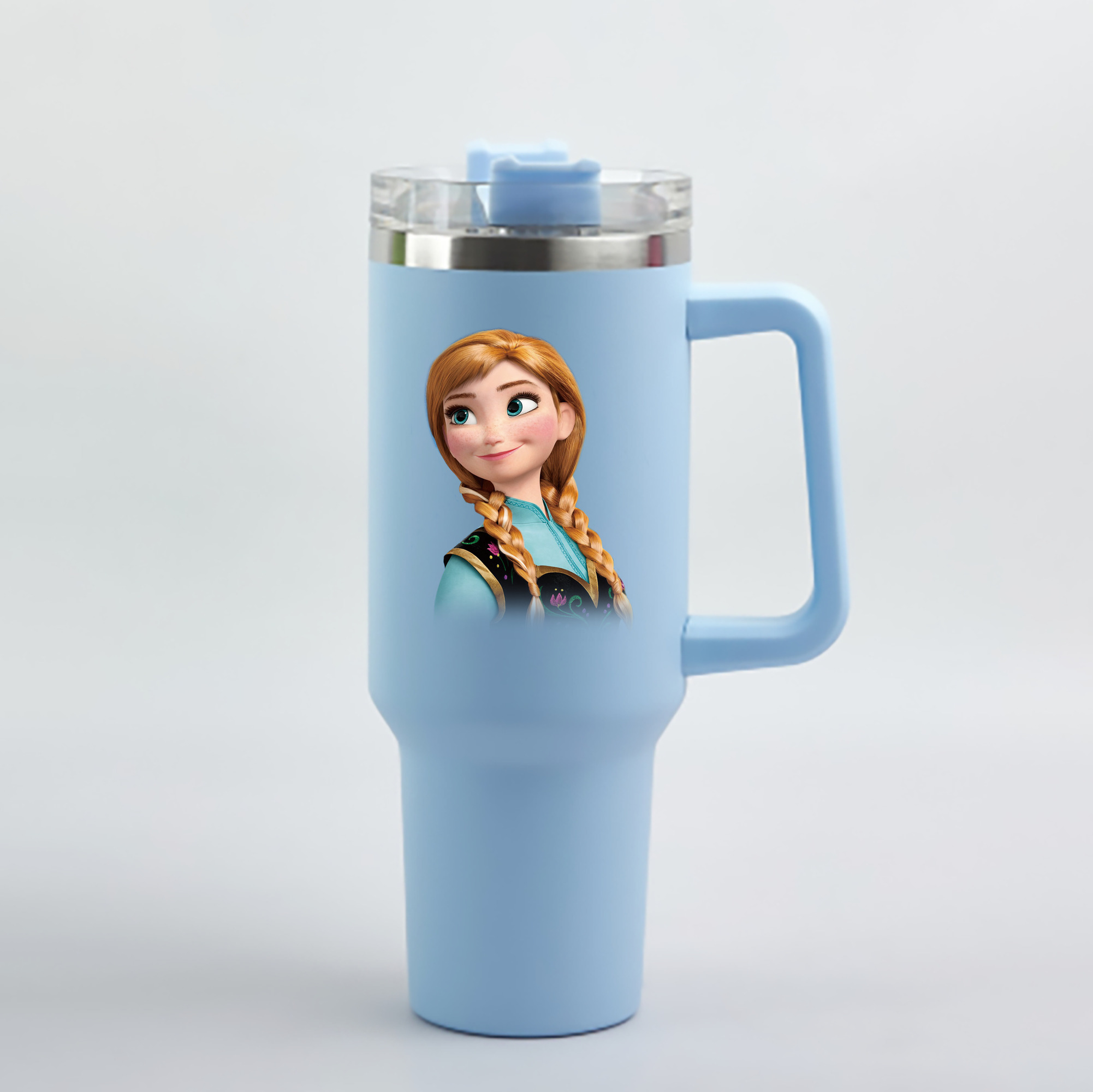 （画像用） アナと雪の女王 アンナ エルサ Frozen Anna Elsa 1200mL車用タンブラー - クリスタルステッカー（プラスチックストロー付き）