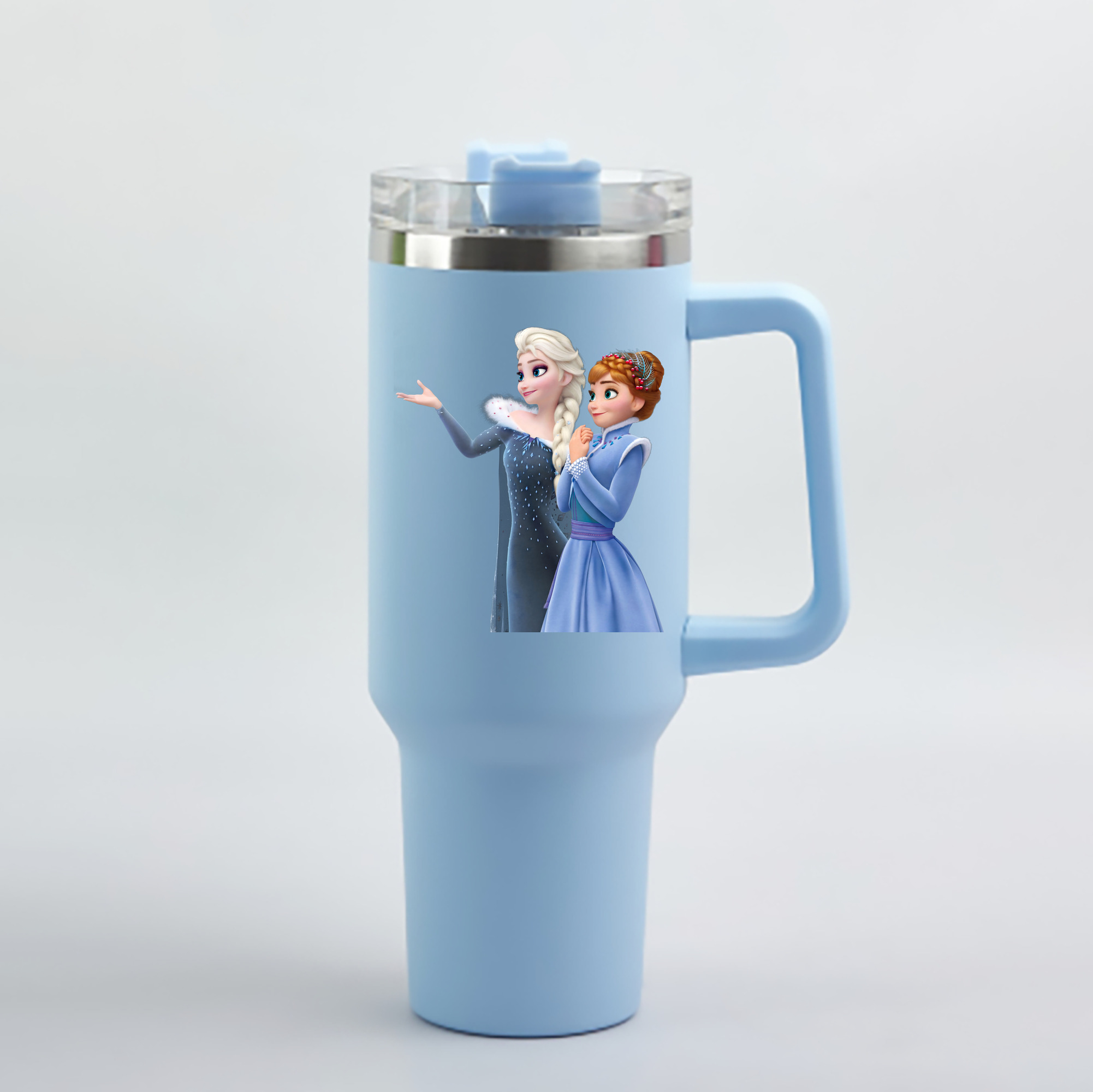 （画像用） アナと雪の女王 アンナ エルサ Frozen Anna Elsa 1200mL車用タンブラー - クリスタルステッカー（プラスチックストロー付き）