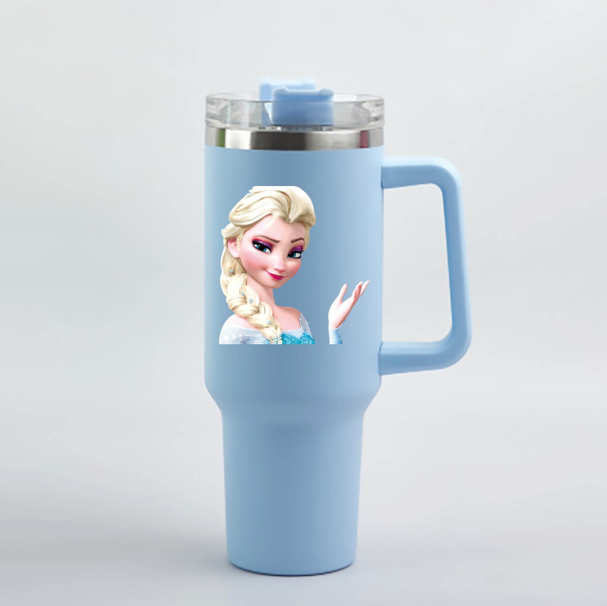 （画像用） アナと雪の女王 アンナ エルサ Frozen Anna Elsa 1200mL車用タンブラー - クリスタルステッカー（プラスチックストロー付き）