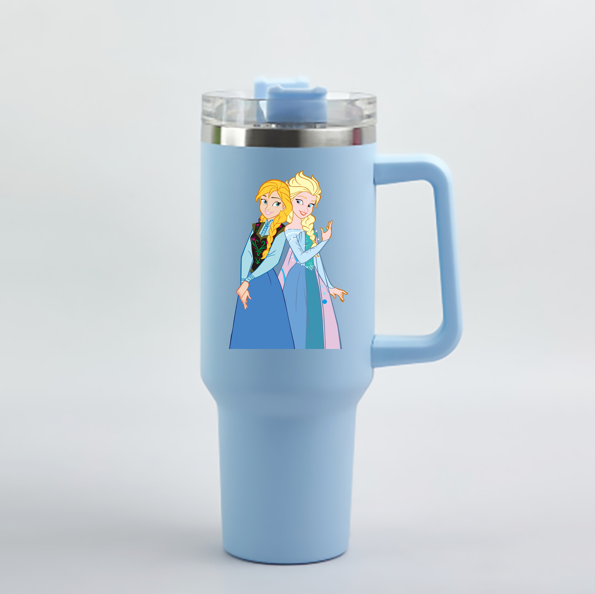 （画像用） アナと雪の女王 アンナ エルサ Frozen Anna Elsa 1200mL車用タンブラー - クリスタルステッカー（プラスチックストロー付き）