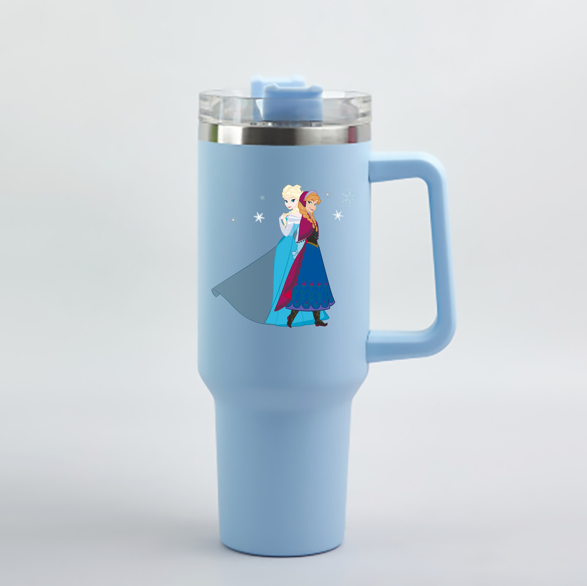 （画像用） アナと雪の女王 アンナ エルサ Frozen Anna Elsa 1200mL車用タンブラー - クリスタルステッカー（プラスチックストロー付き）