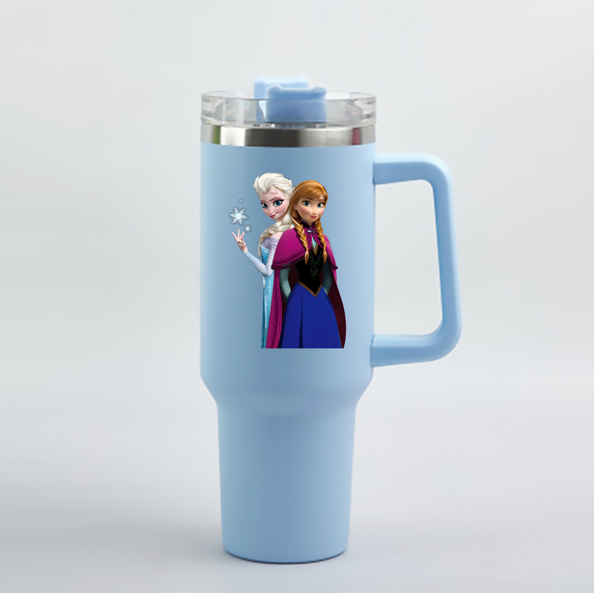 （画像用） アナと雪の女王 アンナ エルサ Frozen Anna Elsa 1200mL車用タンブラー - クリスタルステッカー（プラスチックストロー付き）