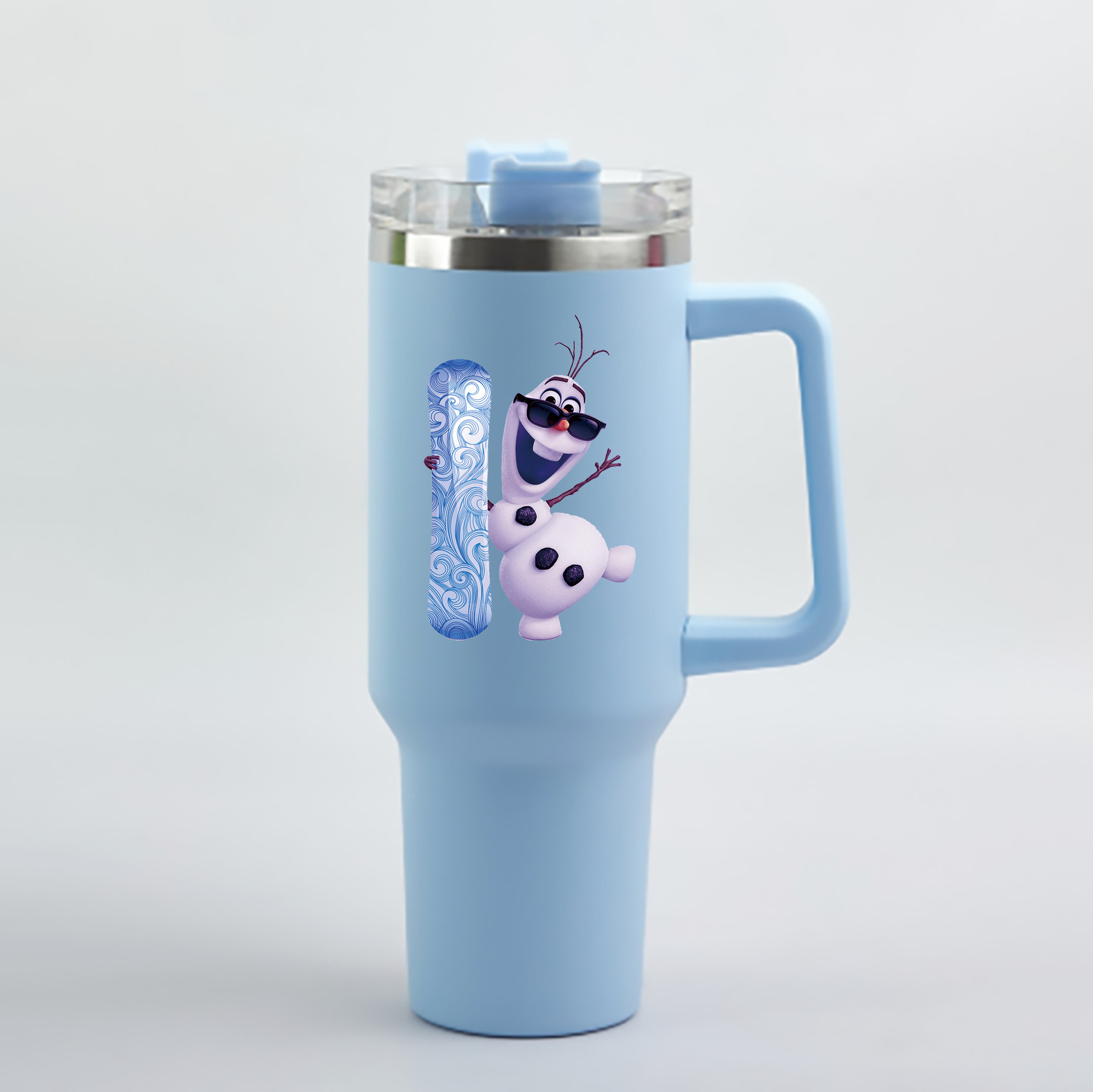 （画像用） アナと雪の女王 アンナ エルサ Frozen Anna Elsa 1200mL車用タンブラー - クリスタルステッカー（プラスチックストロー付き）
