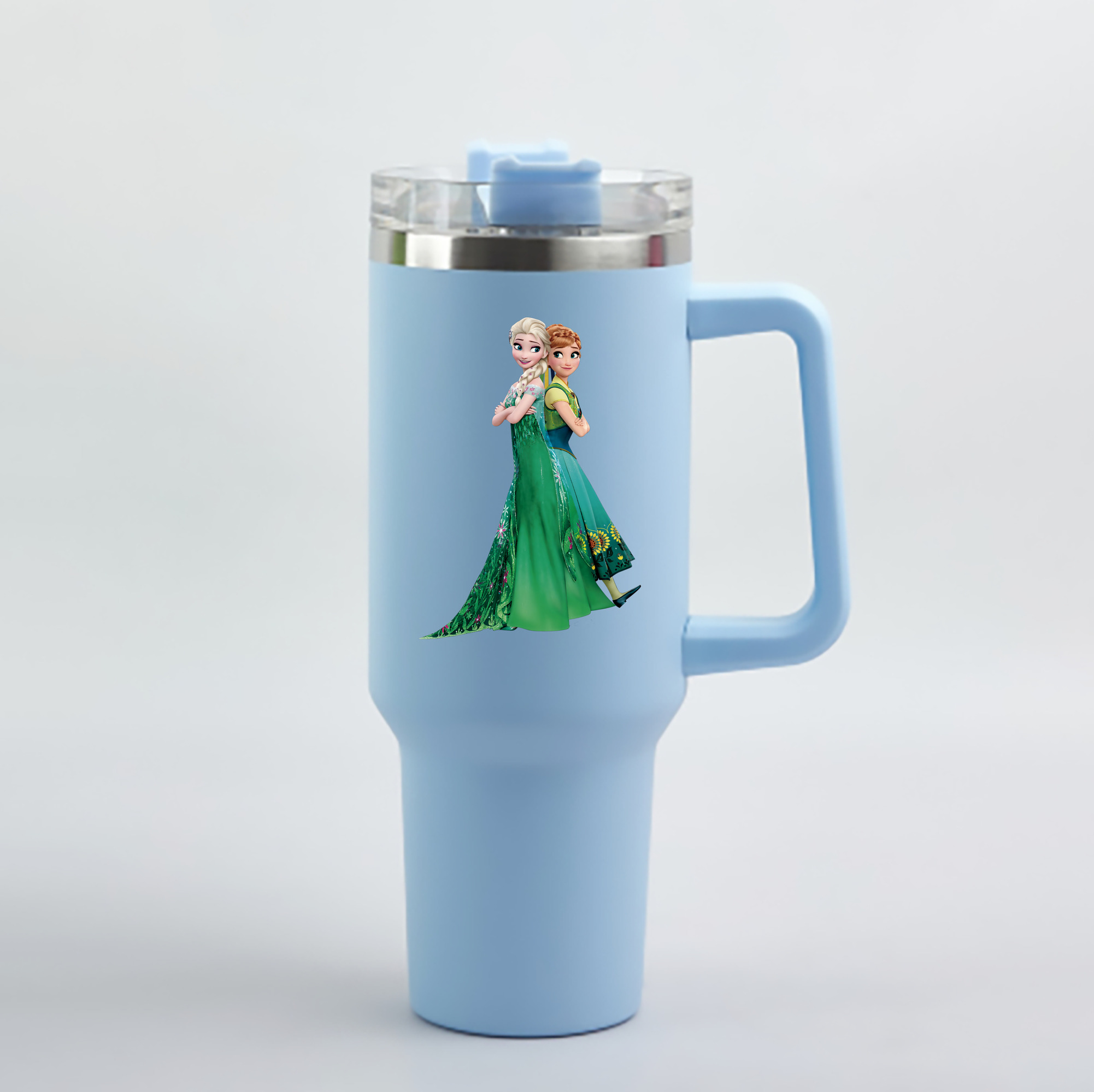 （画像用） アナと雪の女王 アンナ エルサ Frozen Anna Elsa 1200mL車用タンブラー - クリスタルステッカー（プラスチックストロー付き）
