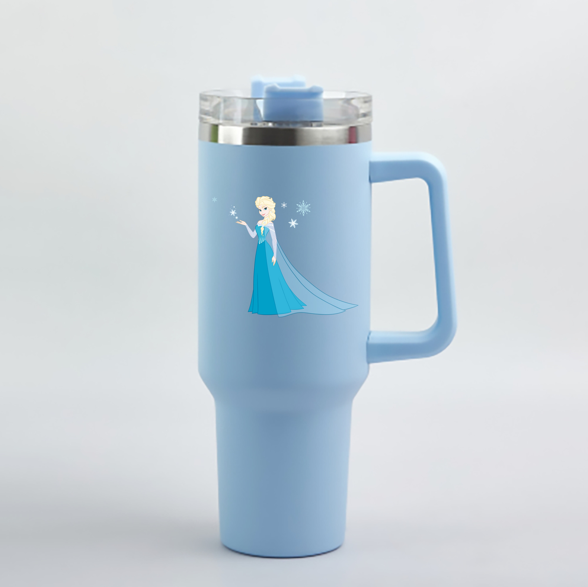 （画像用） アナと雪の女王 アンナ エルサ Frozen Anna Elsa 1200mL車用タンブラー - クリスタルステッカー（プラスチックストロー付き）