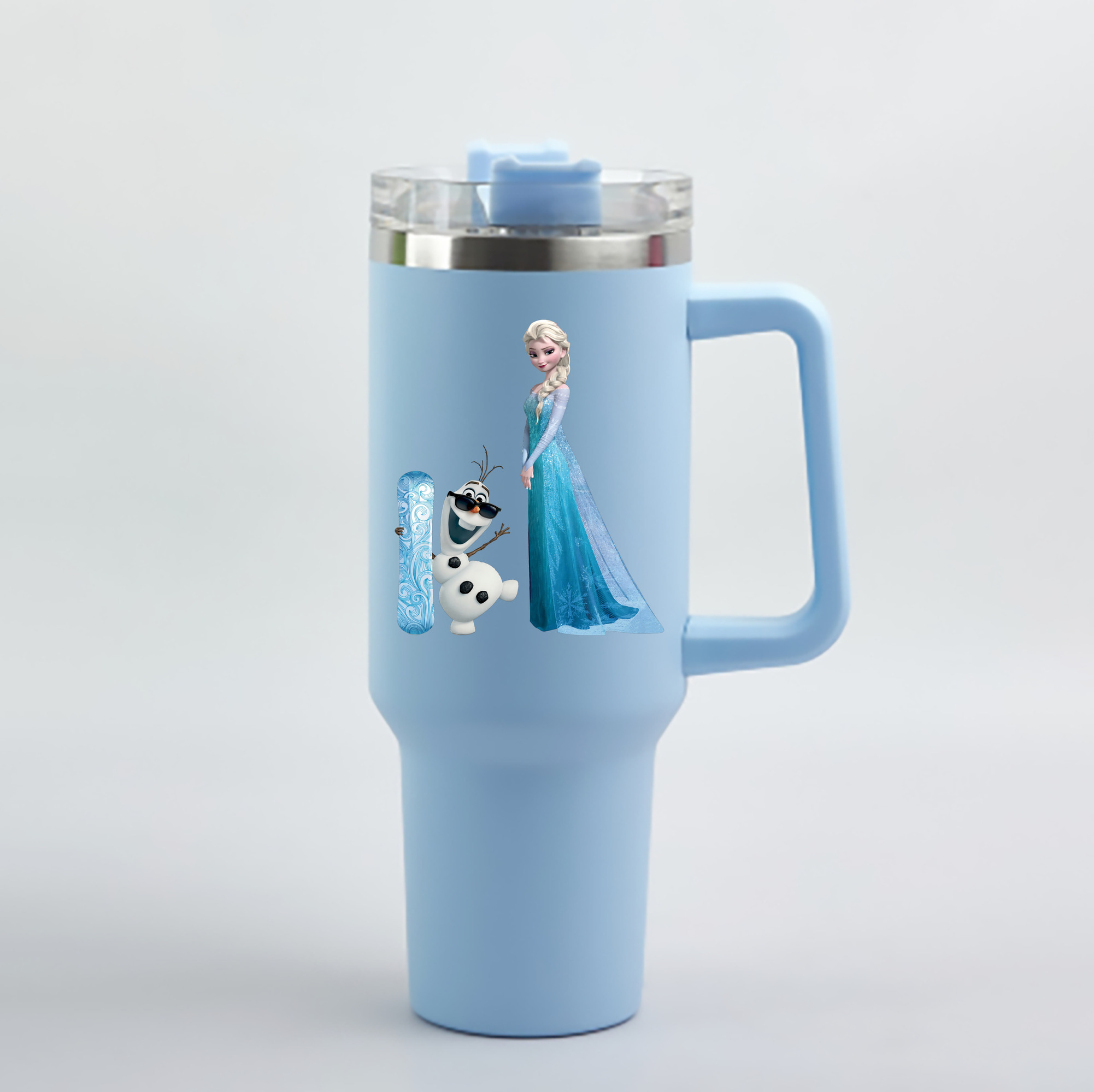 （画像用） アナと雪の女王 アンナ エルサ Frozen Anna Elsa 1200mL車用タンブラー - クリスタルステッカー（プラスチックストロー付き）