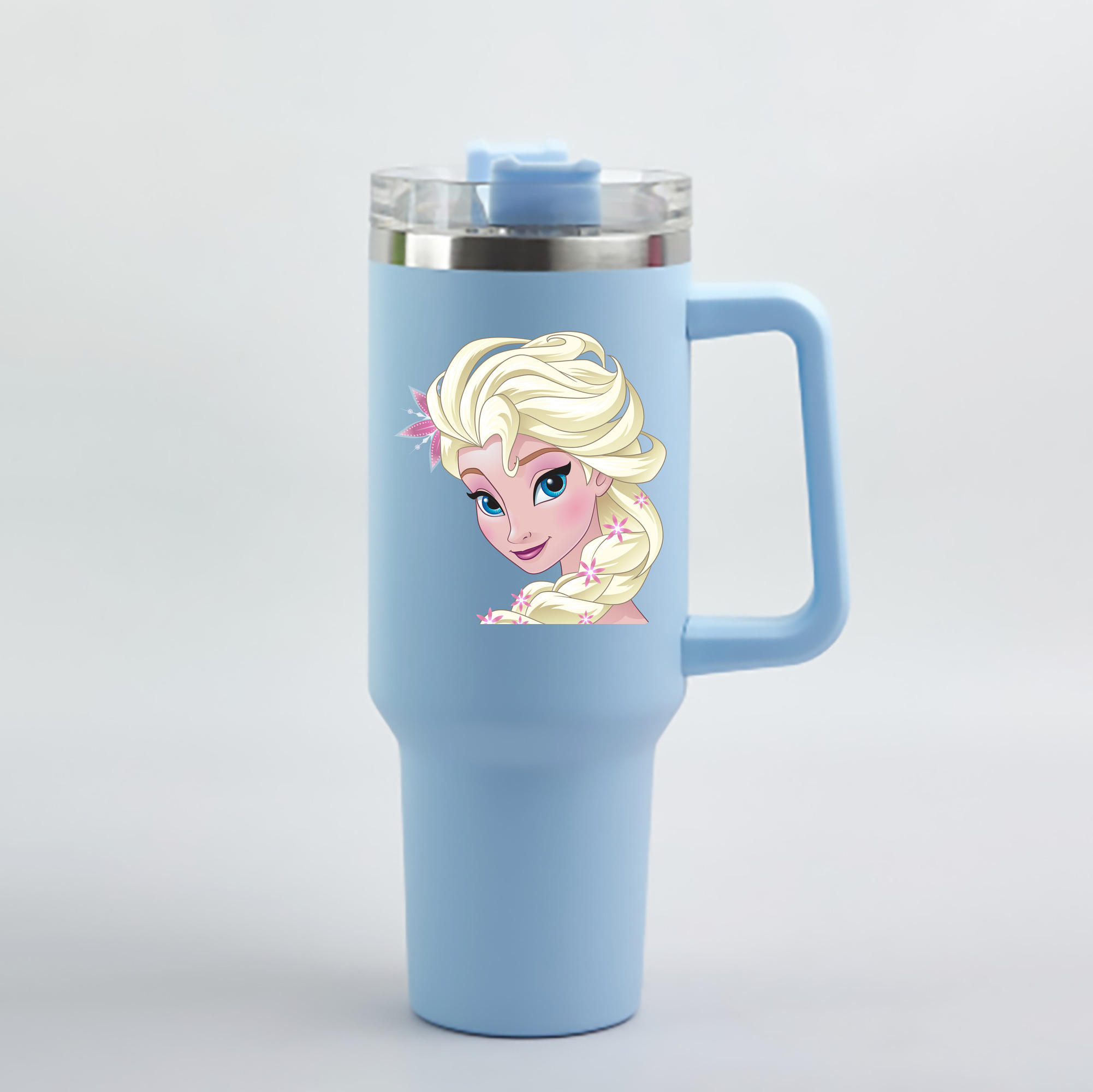 （画像用） アナと雪の女王 アンナ エルサ Frozen Anna Elsa 1200mL車用タンブラー - クリスタルステッカー（プラスチックストロー付き）