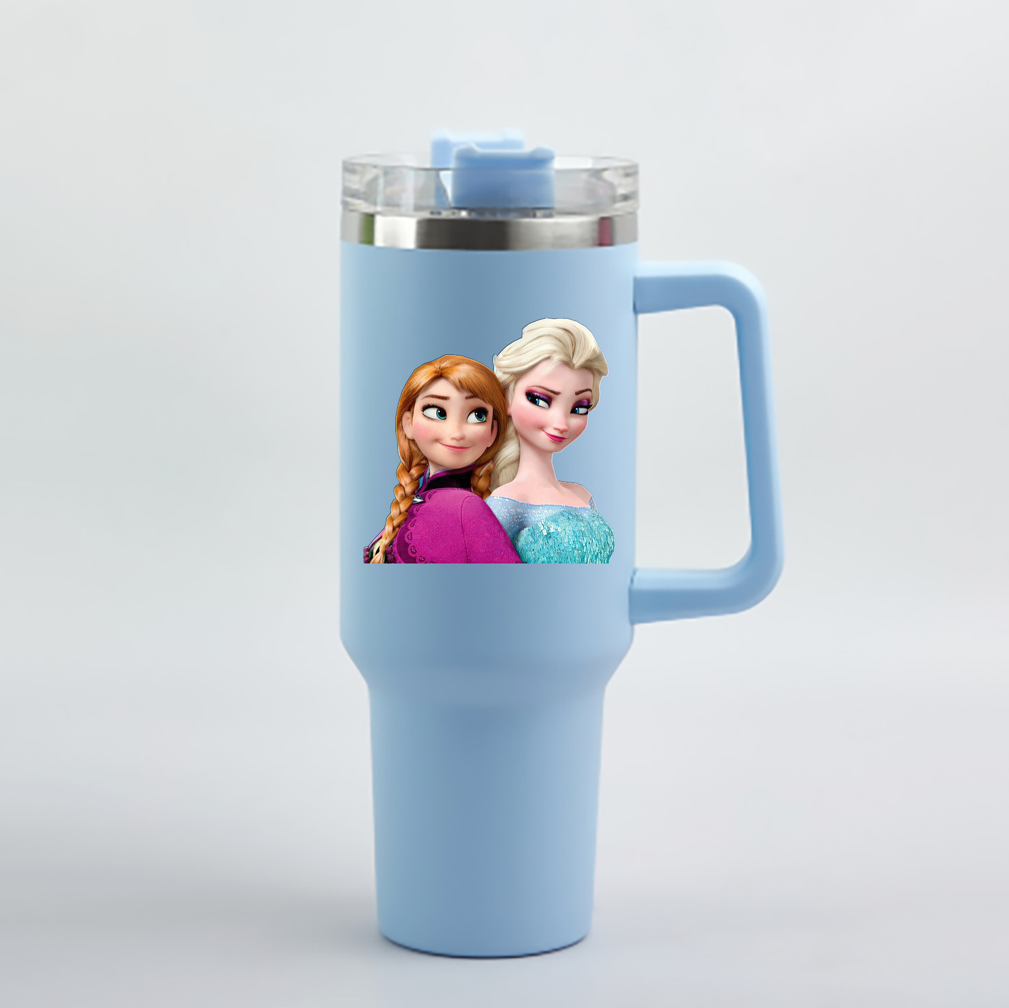 （画像用） アナと雪の女王 アンナ エルサ Frozen Anna Elsa 1200mL車用タンブラー - クリスタルステッカー（プラスチックストロー付き）