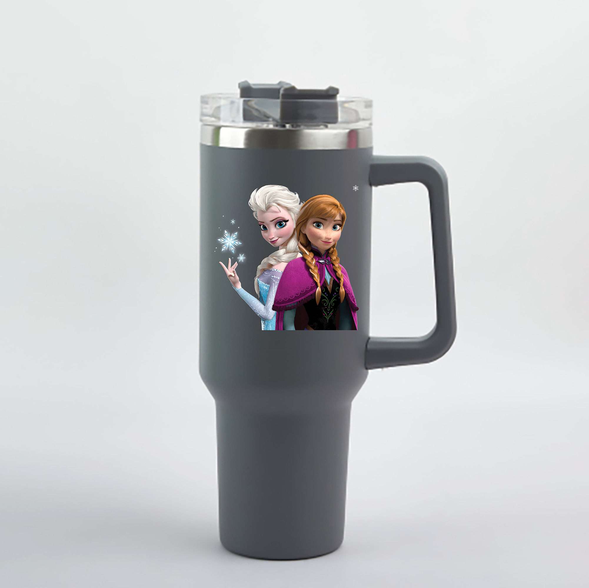 （画像用） アナと雪の女王 アンナ エルサ Frozen Anna Elsa 1200mL車用タンブラー - クリスタルステッカー（プラスチックストロー付き）