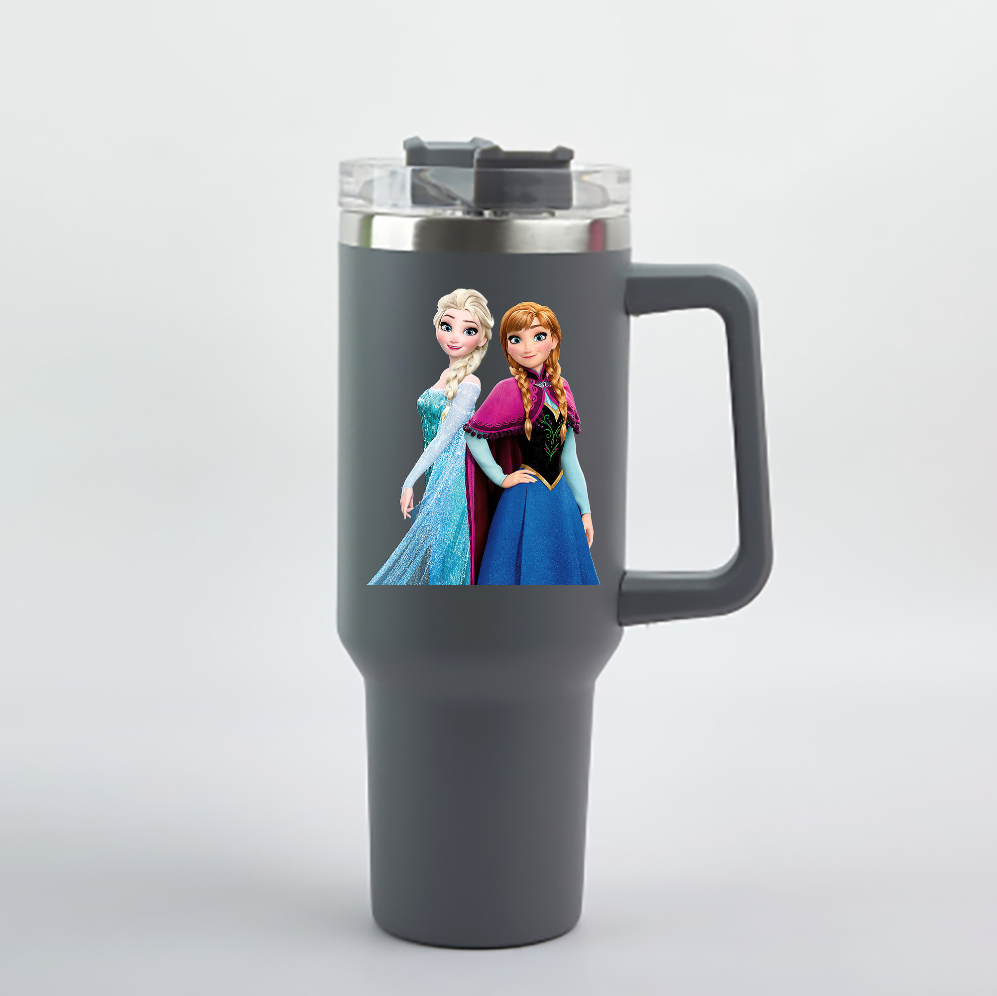 （画像用） アナと雪の女王 アンナ エルサ Frozen Anna Elsa 1200mL車用タンブラー - クリスタルステッカー（プラスチックストロー付き）
