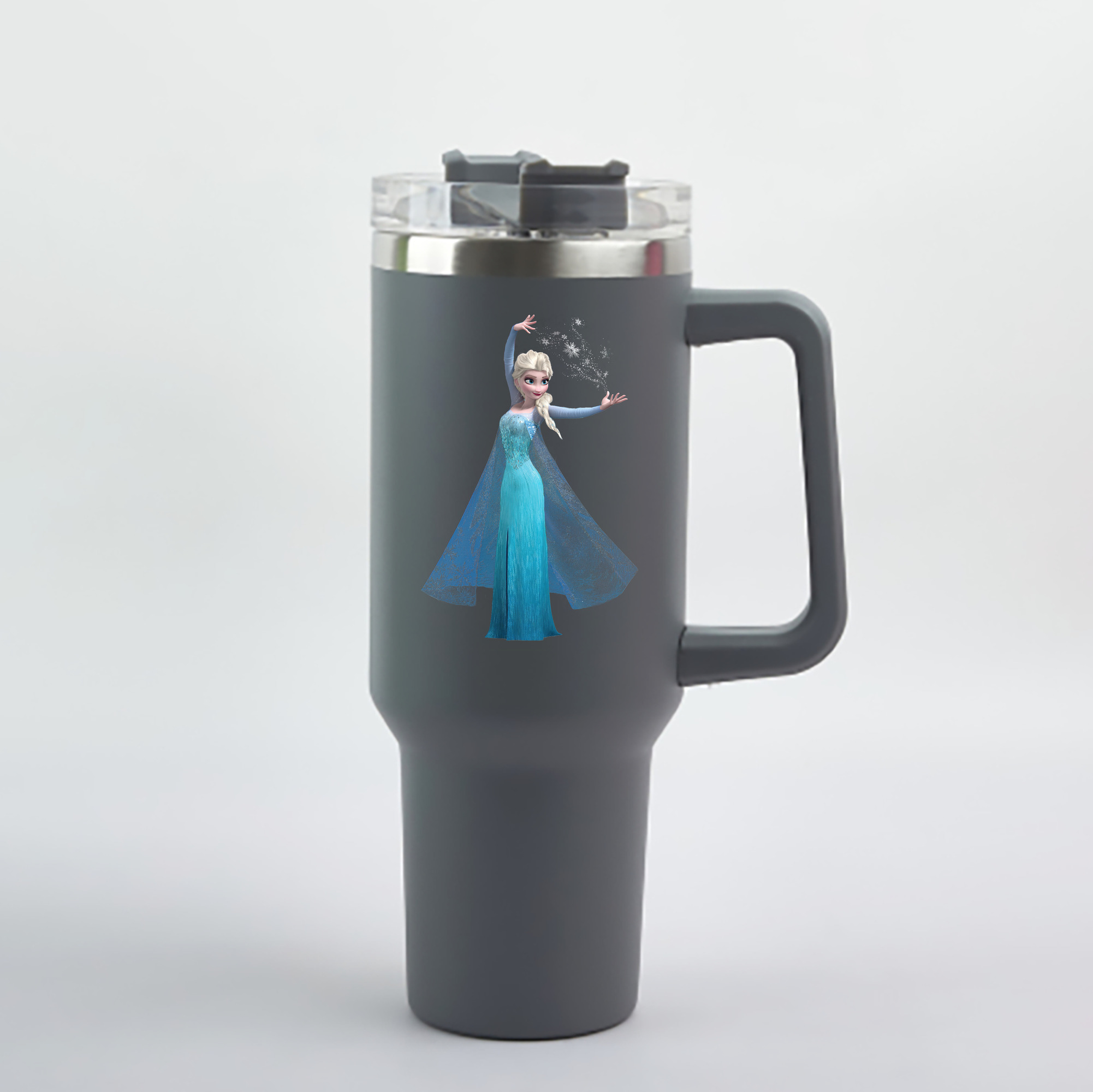 （画像用） アナと雪の女王 アンナ エルサ Frozen Anna Elsa 1200mL車用タンブラー - クリスタルステッカー（プラスチックストロー付き）