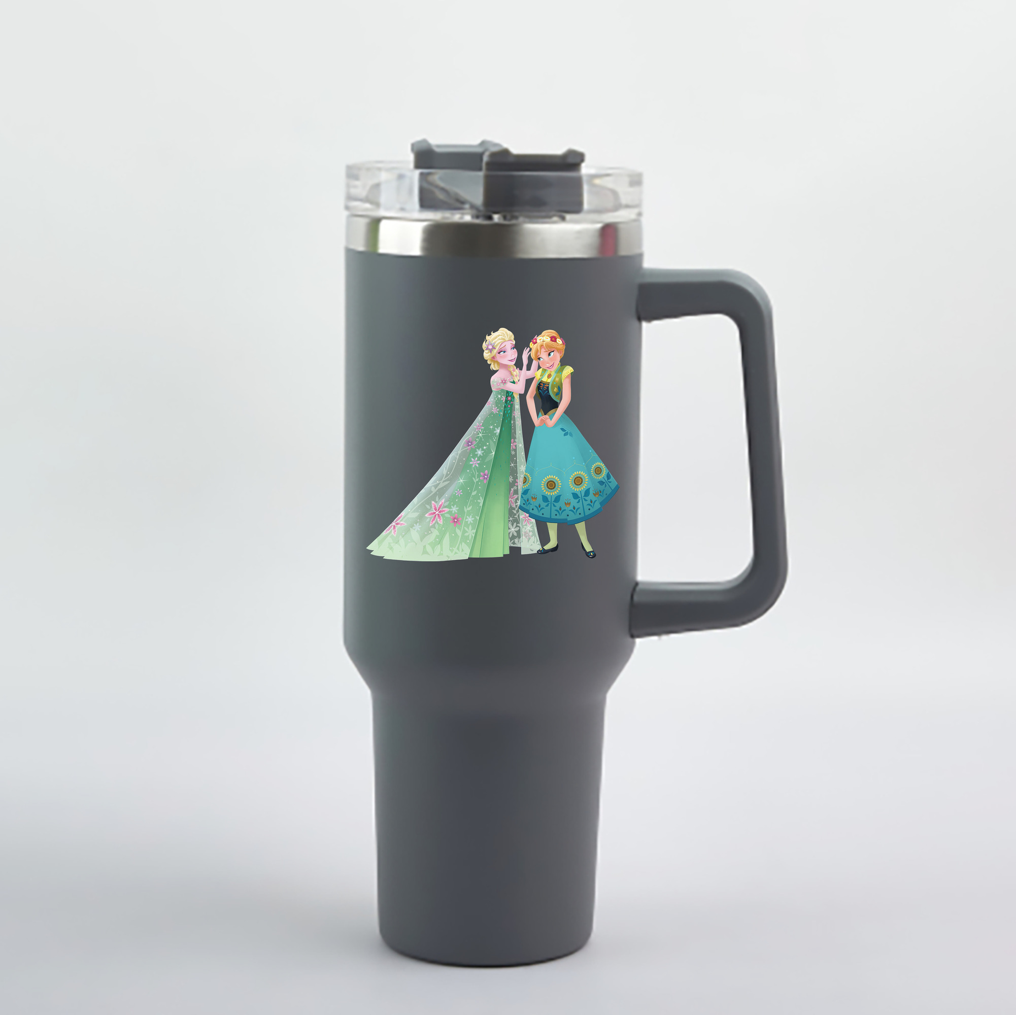 （画像用） アナと雪の女王 アンナ エルサ Frozen Anna Elsa 1200mL車用タンブラー - クリスタルステッカー（プラスチックストロー付き）