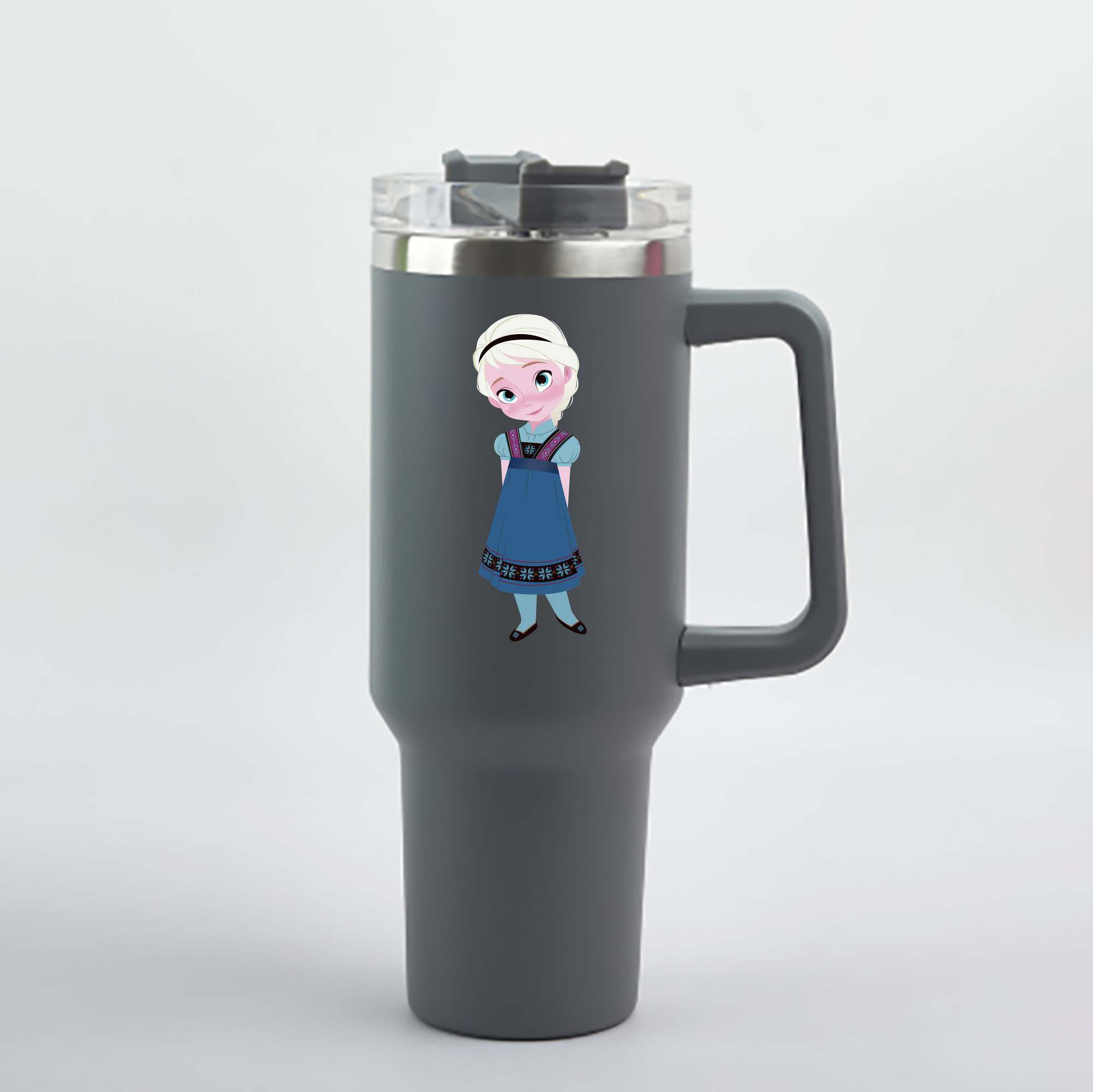 （画像用） アナと雪の女王 アンナ エルサ Frozen Anna Elsa 1200mL車用タンブラー - クリスタルステッカー（プラスチックストロー付き）