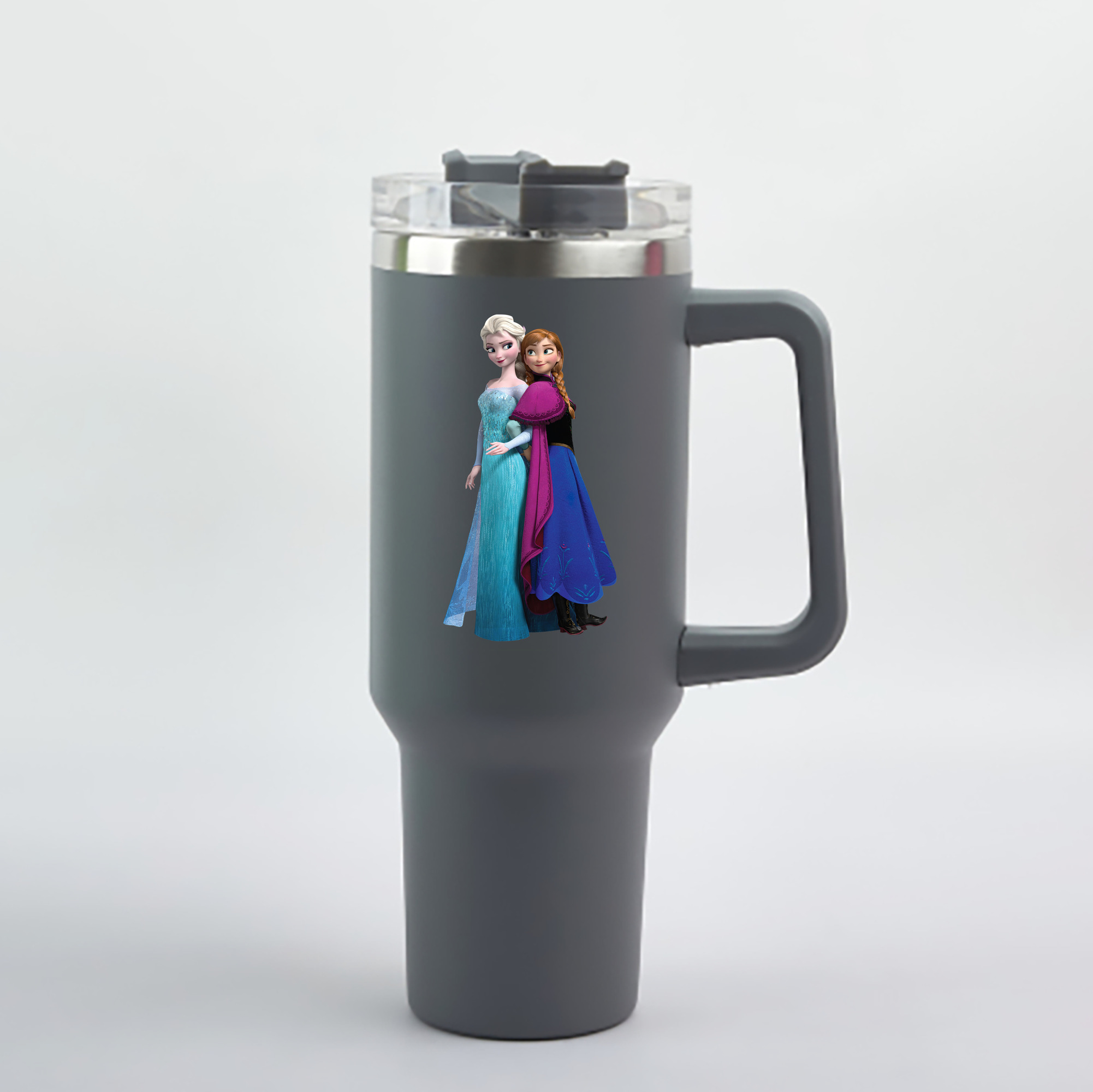 （画像用） アナと雪の女王 アンナ エルサ Frozen Anna Elsa 1200mL車用タンブラー - クリスタルステッカー（プラスチックストロー付き）
