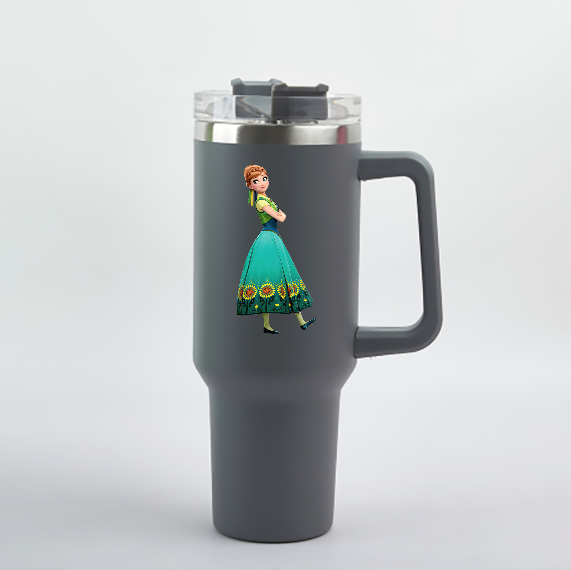 （画像用） アナと雪の女王 アンナ エルサ Frozen Anna Elsa 1200mL車用タンブラー - クリスタルステッカー（プラスチックストロー付き）