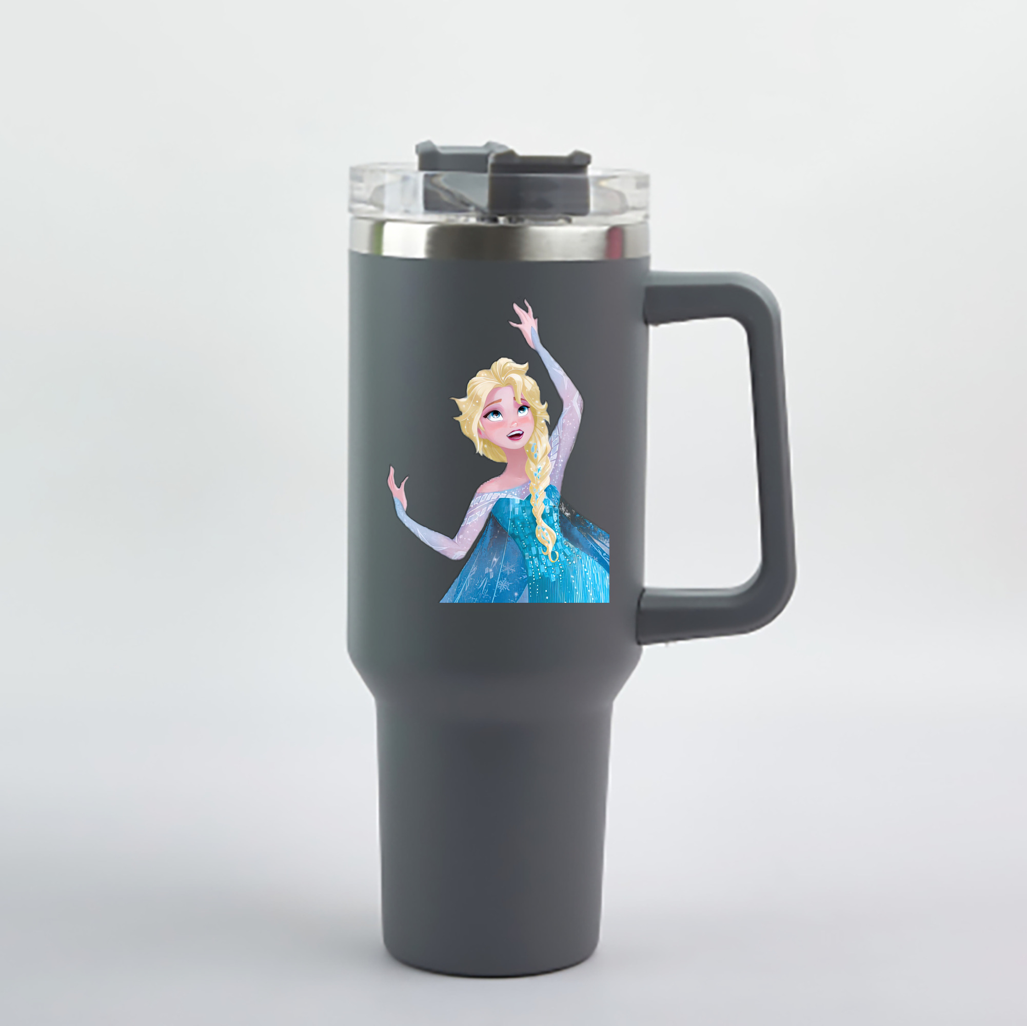 （画像用） アナと雪の女王 アンナ エルサ Frozen Anna Elsa 1200mL車用タンブラー - クリスタルステッカー（プラスチックストロー付き）