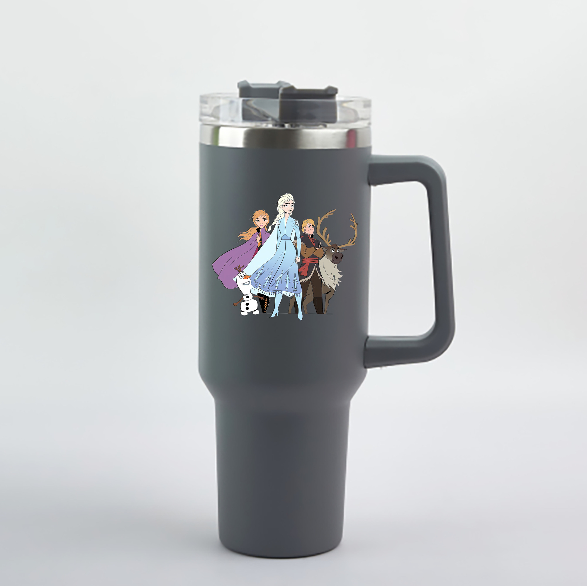 （画像用） アナと雪の女王 アンナ エルサ Frozen Anna Elsa 1200mL車用タンブラー - クリスタルステッカー（プラスチックストロー付き）