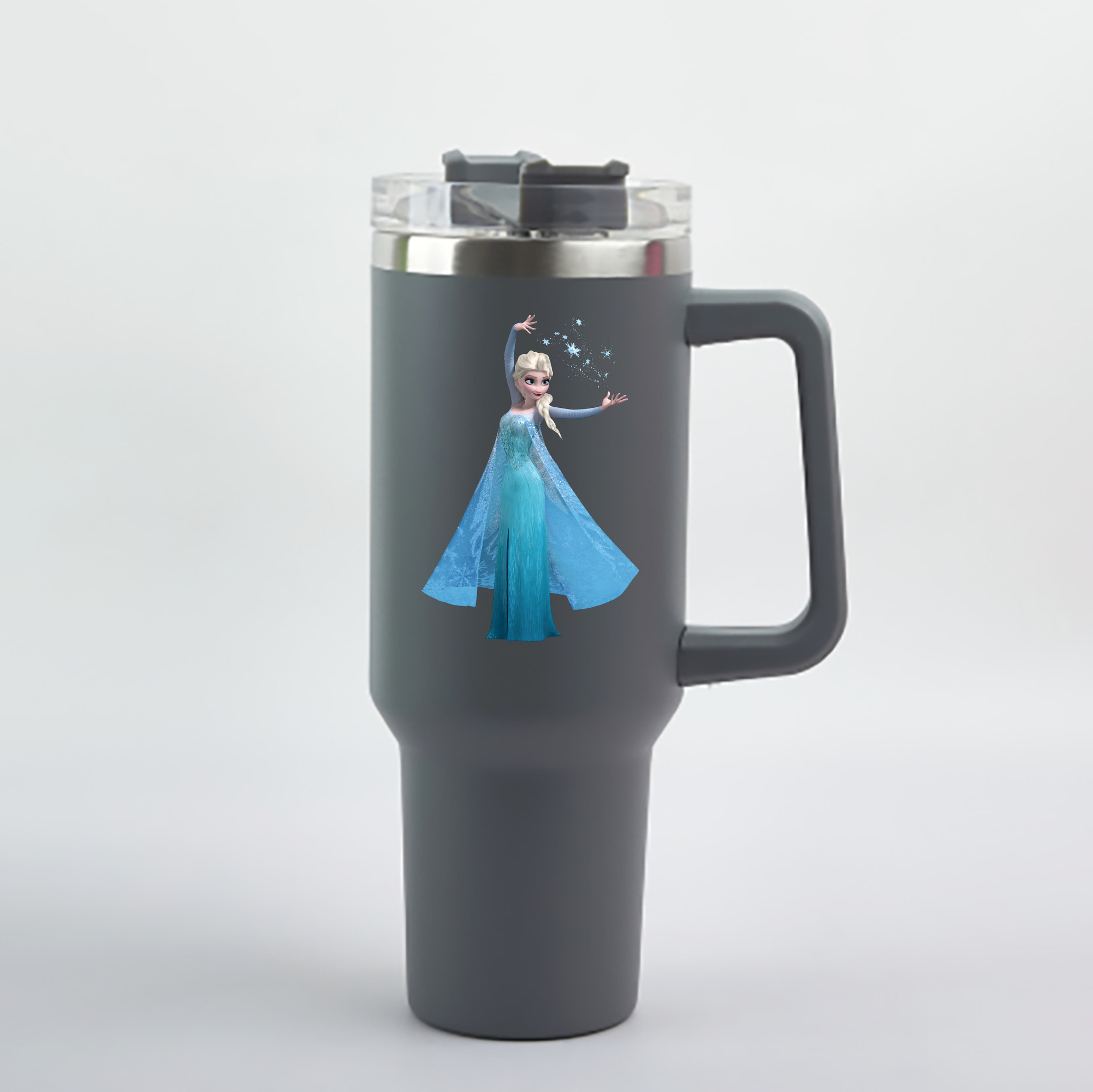 （画像用） アナと雪の女王 アンナ エルサ Frozen Anna Elsa 1200mL車用タンブラー - クリスタルステッカー（プラスチックストロー付き）