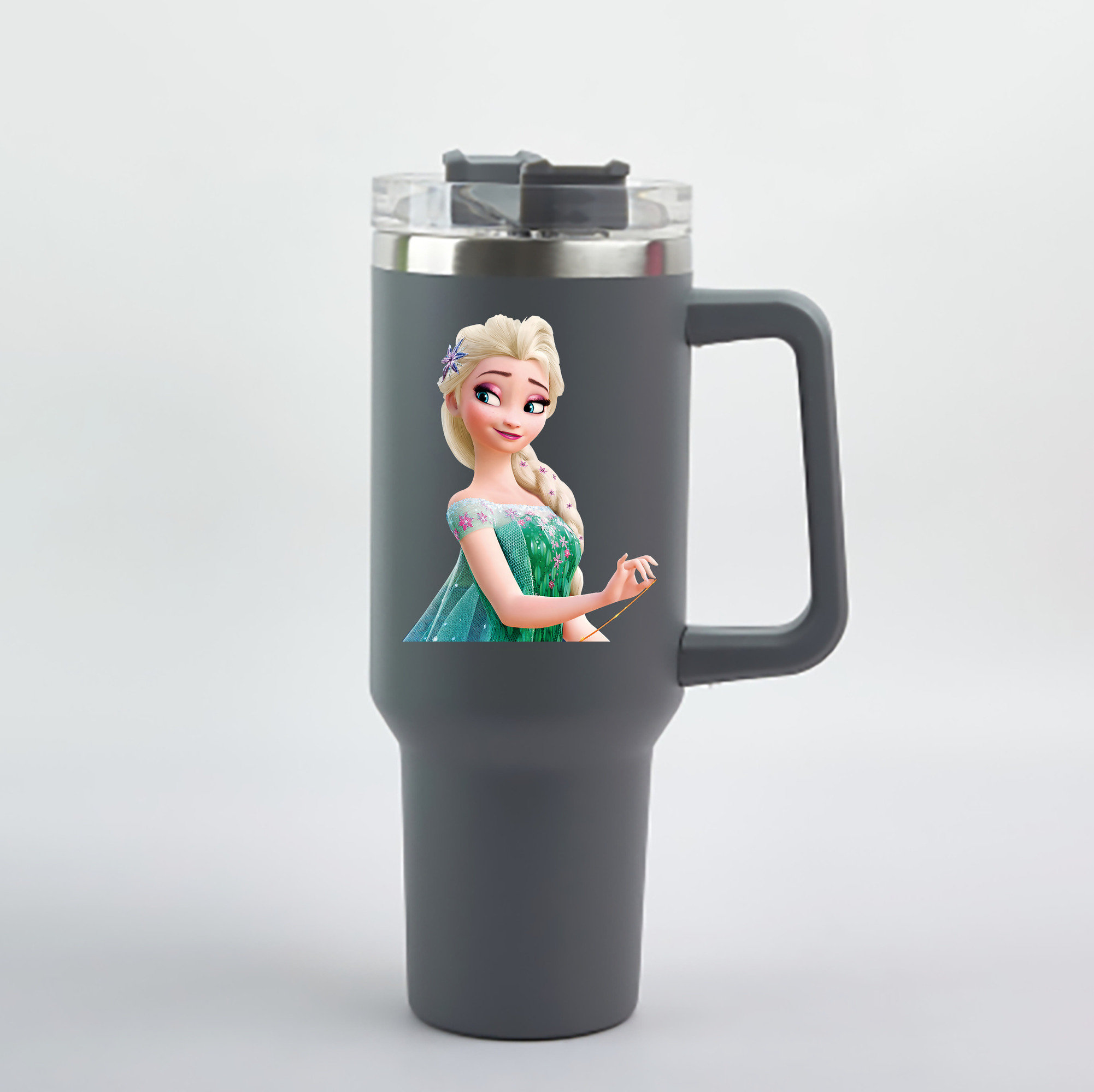 （画像用） アナと雪の女王 アンナ エルサ Frozen Anna Elsa 1200mL車用タンブラー - クリスタルステッカー（プラスチックストロー付き）