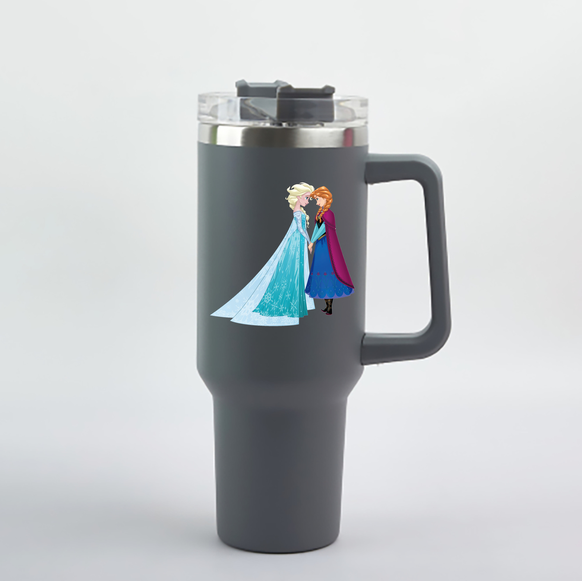 （画像用） アナと雪の女王 アンナ エルサ Frozen Anna Elsa 1200mL車用タンブラー - クリスタルステッカー（プラスチックストロー付き）