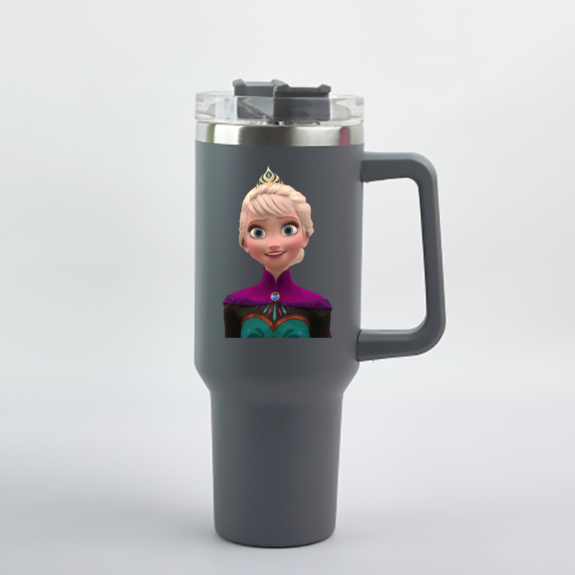 （画像用） アナと雪の女王 アンナ エルサ Frozen Anna Elsa 1200mL車用タンブラー - クリスタルステッカー（プラスチックストロー付き）