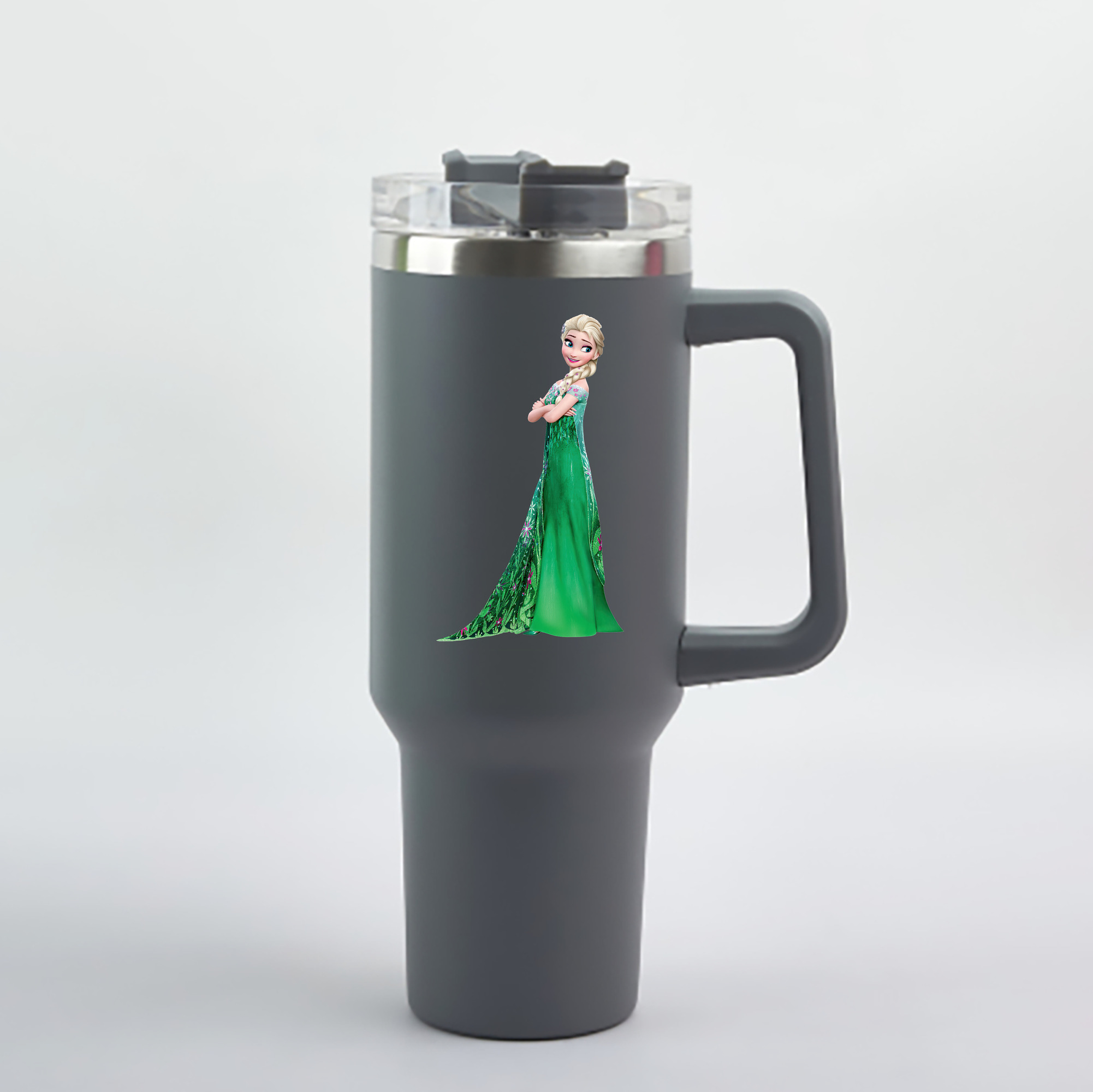 （画像用） アナと雪の女王 アンナ エルサ Frozen Anna Elsa 1200mL車用タンブラー - クリスタルステッカー（プラスチックストロー付き）