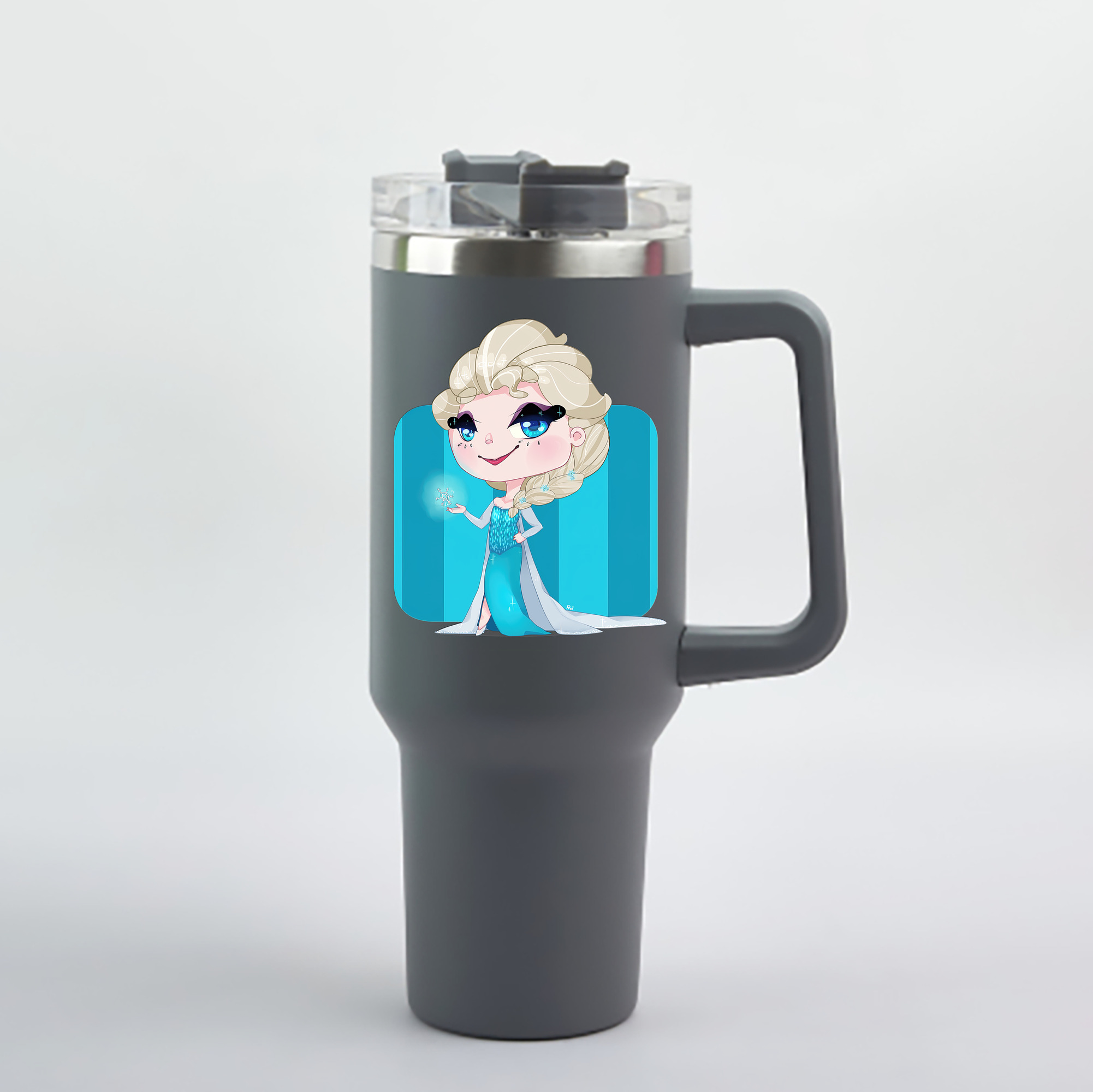 （画像用） アナと雪の女王 アンナ エルサ Frozen Anna Elsa 1200mL車用タンブラー - クリスタルステッカー（プラスチックストロー付き）
