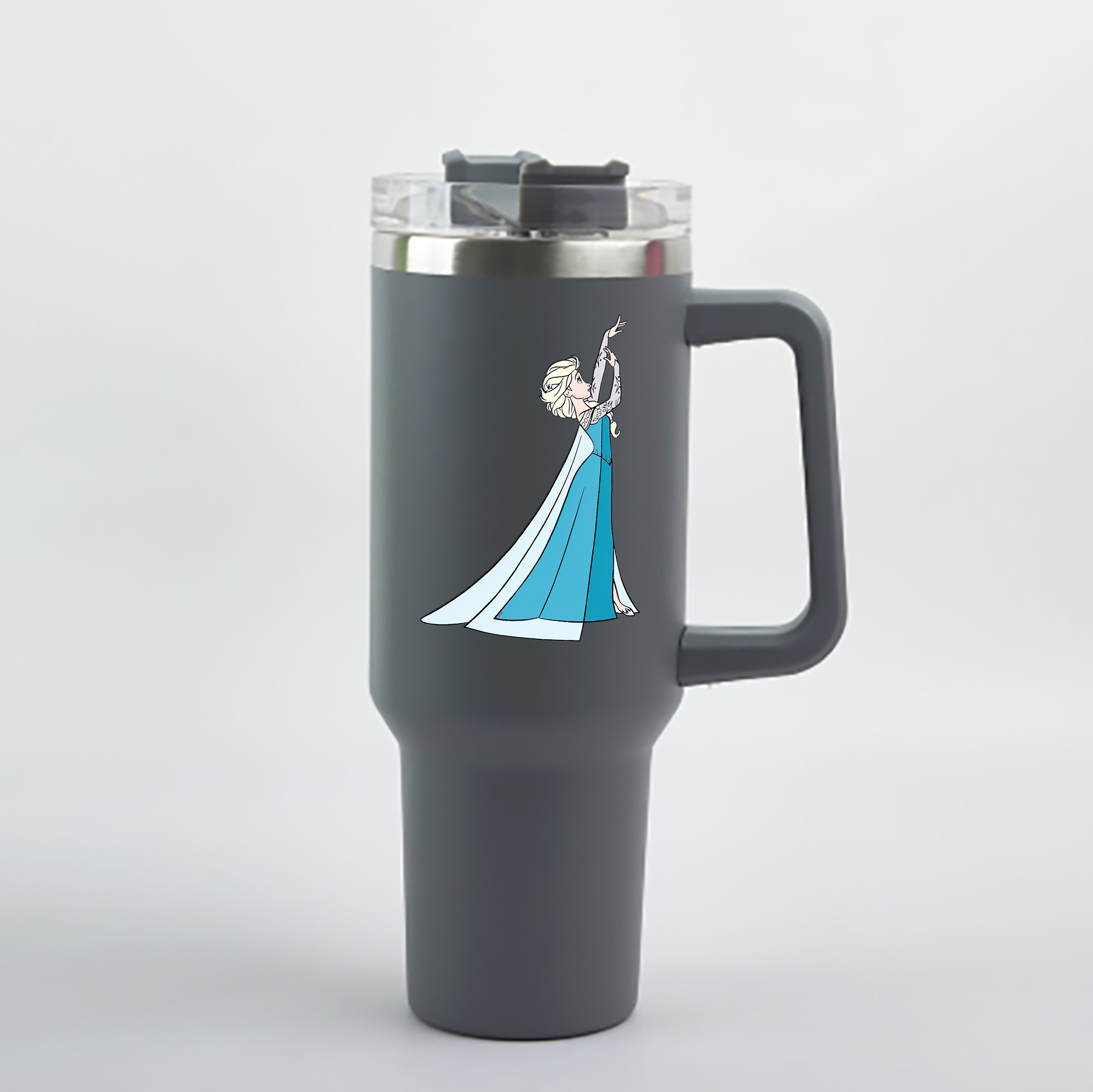 （画像用） アナと雪の女王 アンナ エルサ Frozen Anna Elsa 1200mL車用タンブラー - クリスタルステッカー（プラスチックストロー付き）