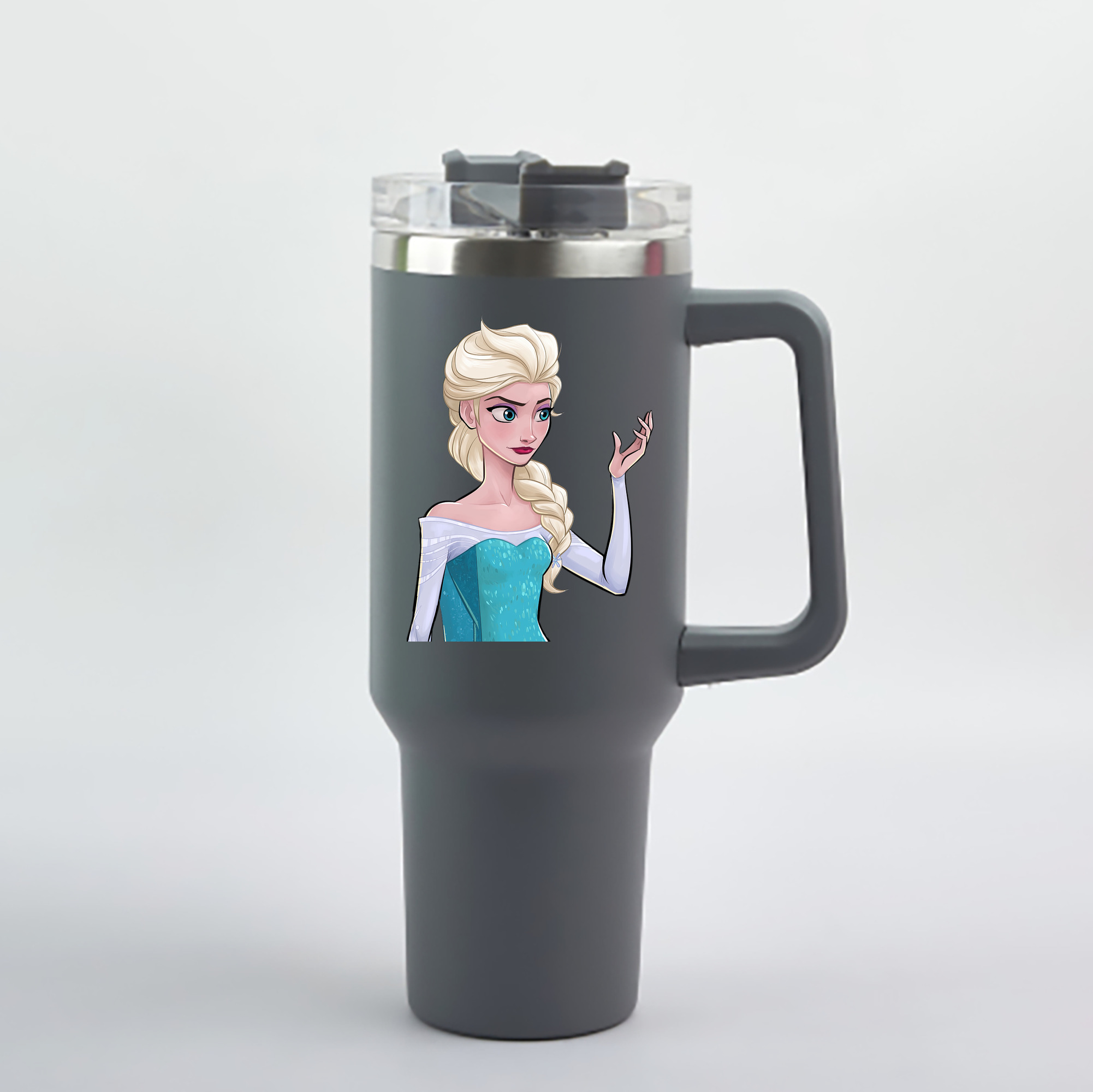 （画像用） アナと雪の女王 アンナ エルサ Frozen Anna Elsa 1200mL車用タンブラー - クリスタルステッカー（プラスチックストロー付き）