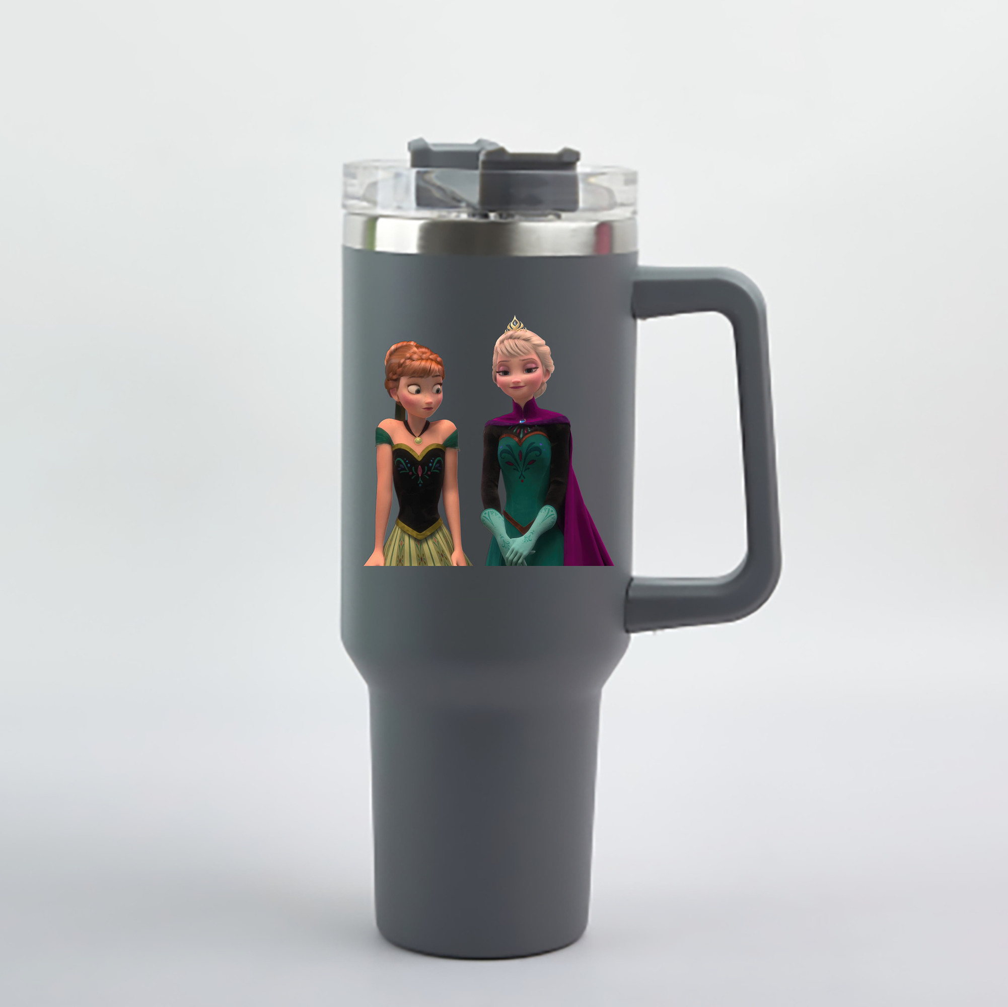 （画像用） アナと雪の女王 アンナ エルサ Frozen Anna Elsa 1200mL車用タンブラー - クリスタルステッカー（プラスチックストロー付き）