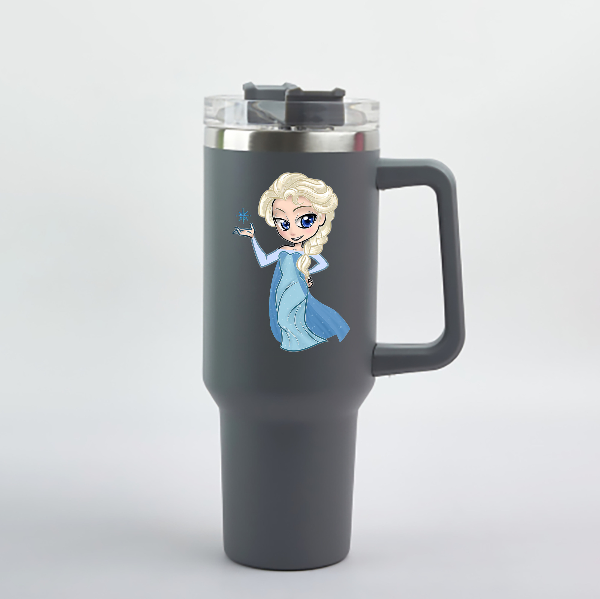（画像用） アナと雪の女王 アンナ エルサ Frozen Anna Elsa 1200mL車用タンブラー - クリスタルステッカー（プラスチックストロー付き）