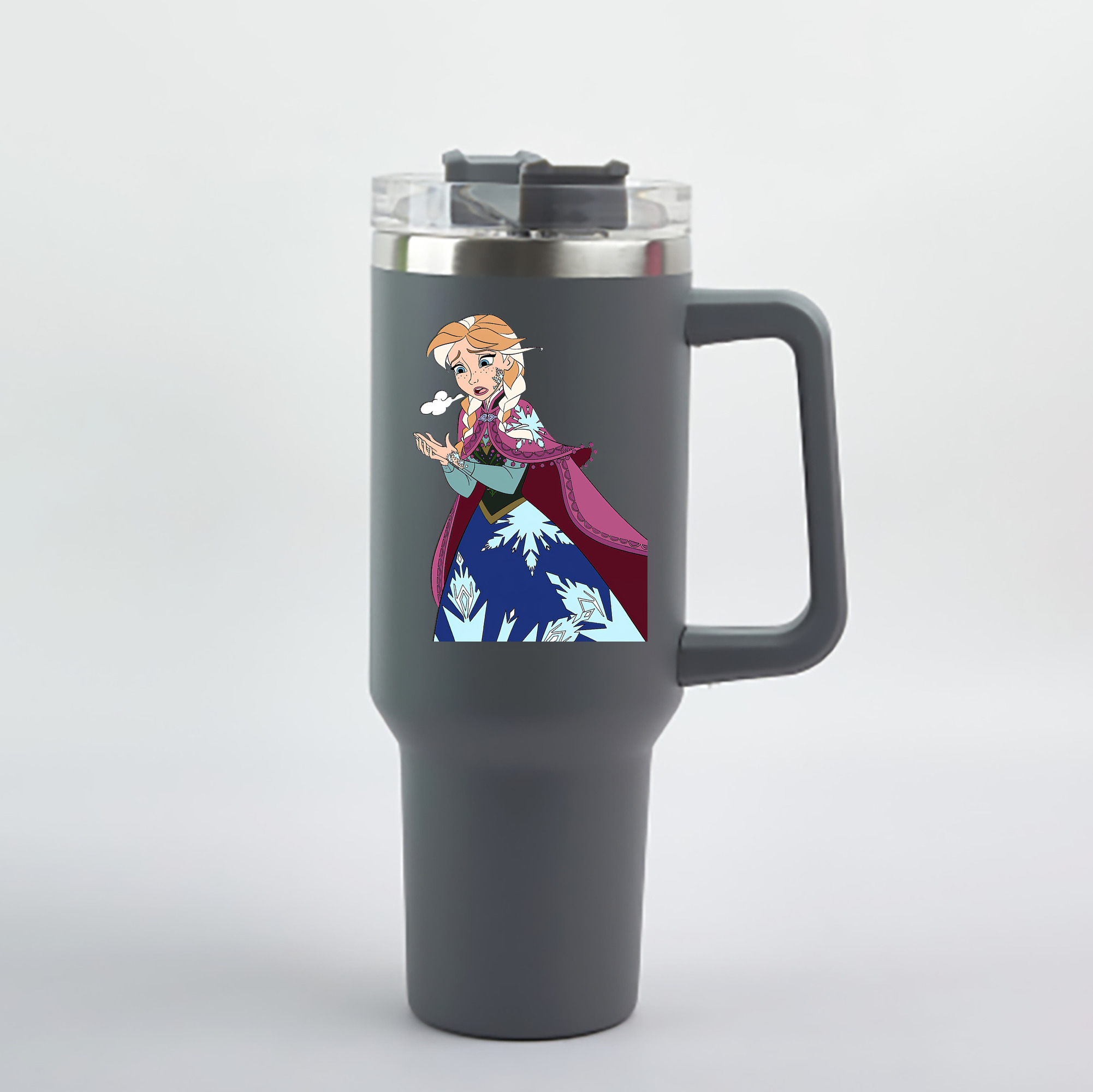 （画像用） アナと雪の女王 アンナ エルサ Frozen Anna Elsa 1200mL車用タンブラー - クリスタルステッカー（プラスチックストロー付き）