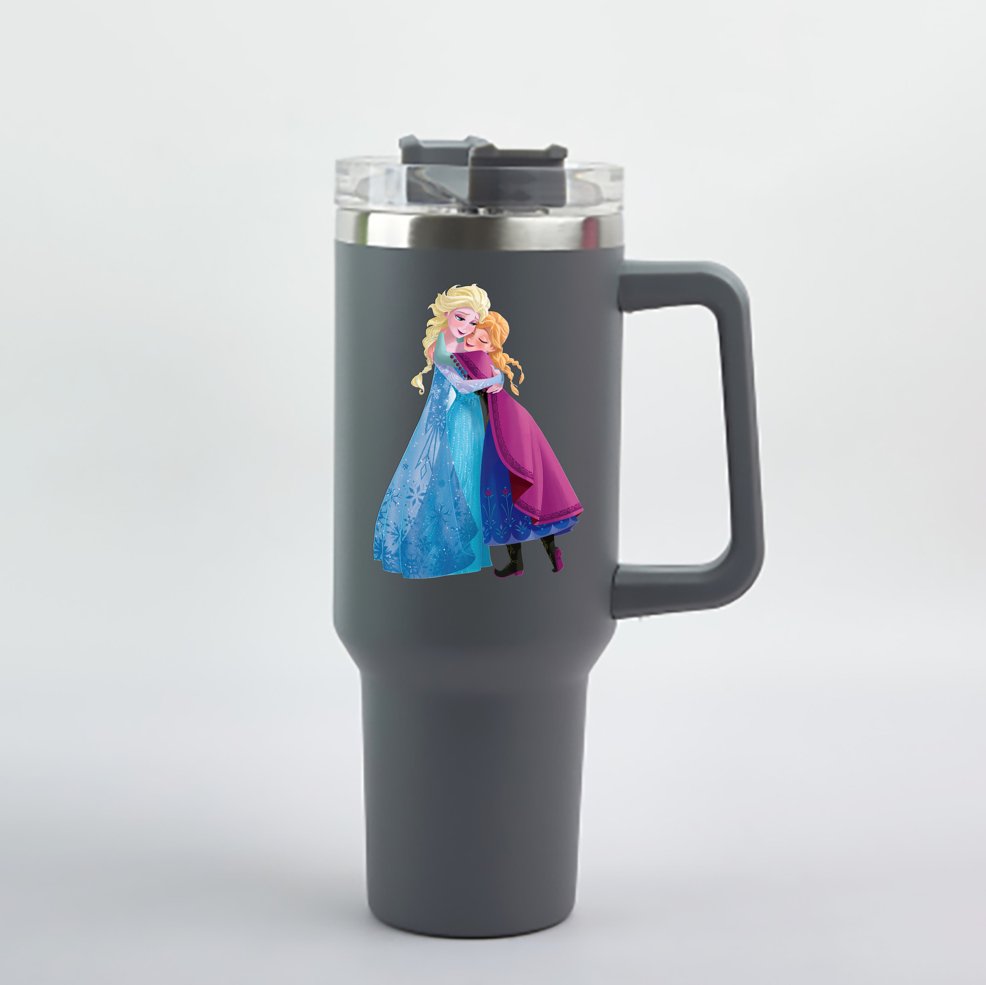 （画像用） アナと雪の女王 アンナ エルサ Frozen Anna Elsa 1200mL車用タンブラー - クリスタルステッカー（プラスチックストロー付き）