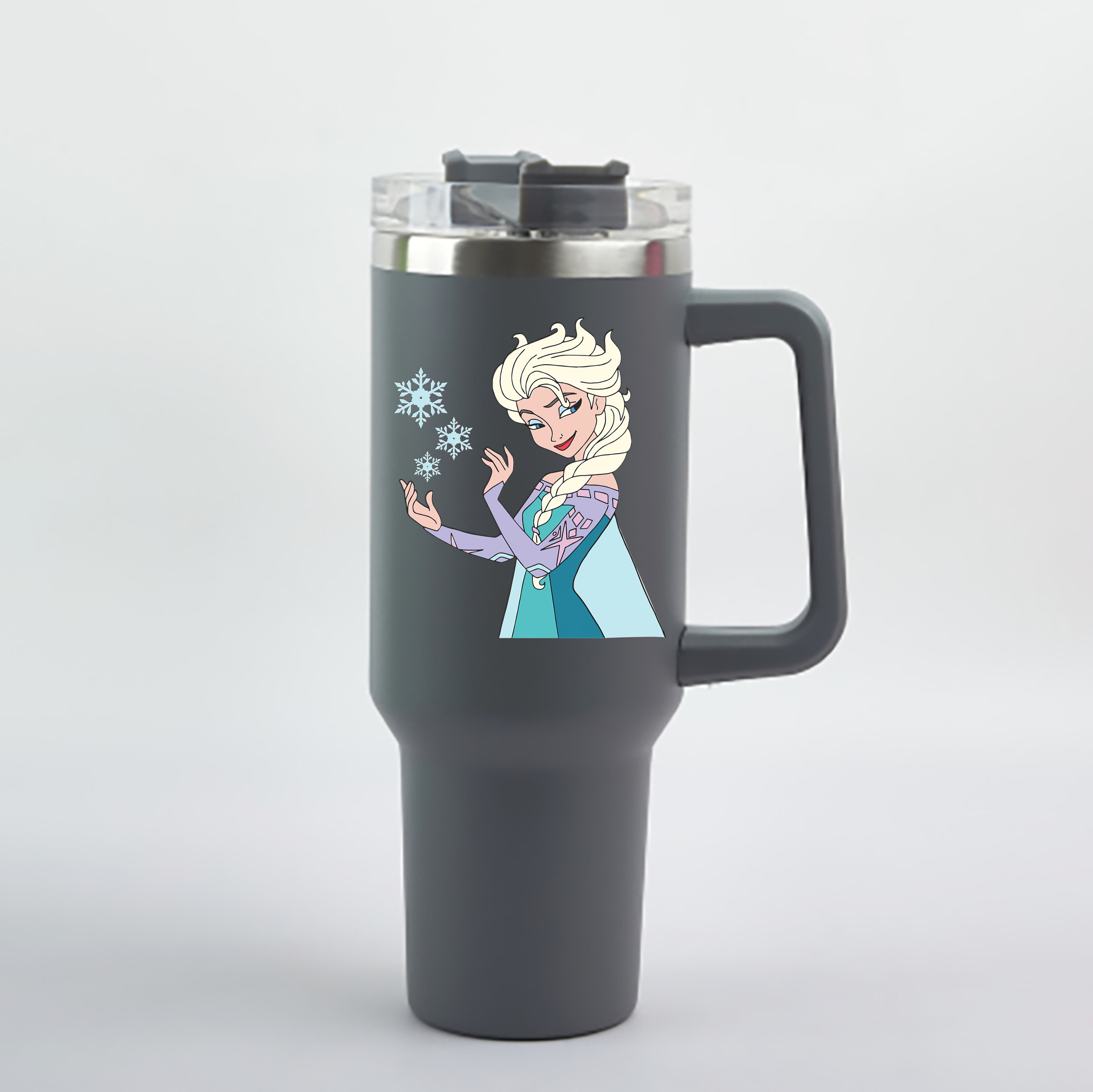 （画像用） アナと雪の女王 アンナ エルサ Frozen Anna Elsa 1200mL車用タンブラー - クリスタルステッカー（プラスチックストロー付き）