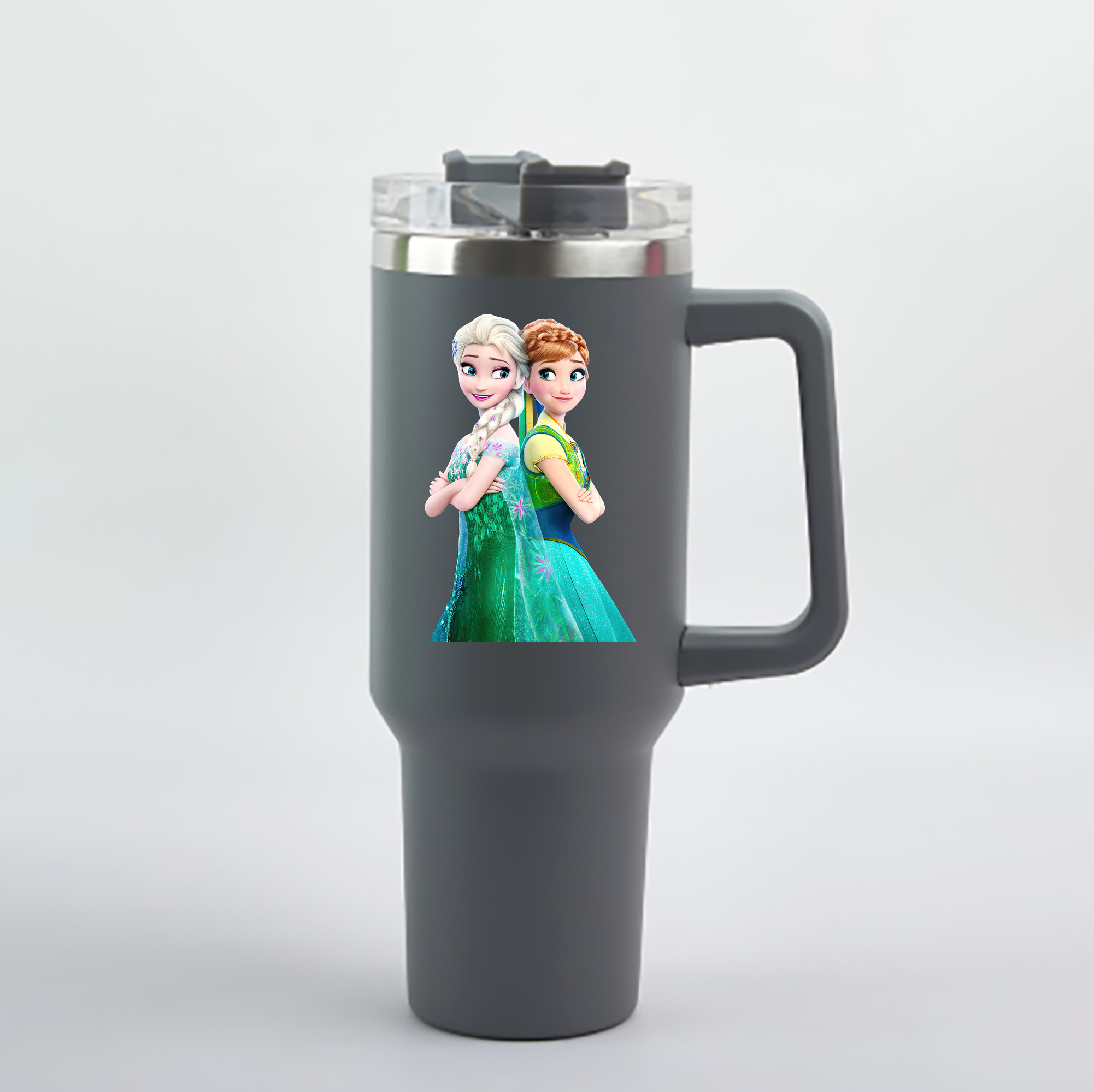 （画像用） アナと雪の女王 アンナ エルサ Frozen Anna Elsa 1200mL車用タンブラー - クリスタルステッカー（プラスチックストロー付き）