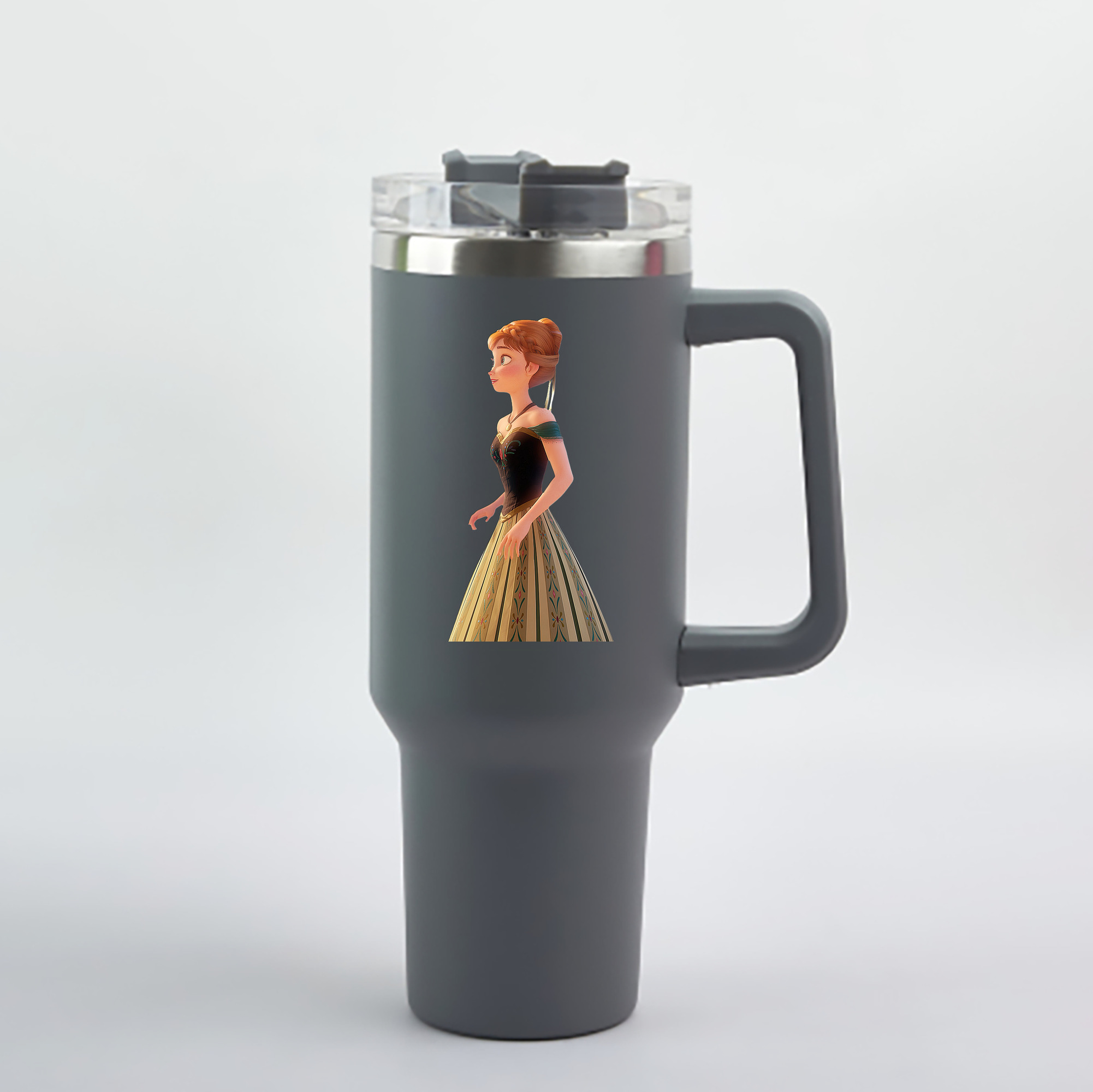 （画像用） アナと雪の女王 アンナ エルサ Frozen Anna Elsa 1200mL車用タンブラー - クリスタルステッカー（プラスチックストロー付き）