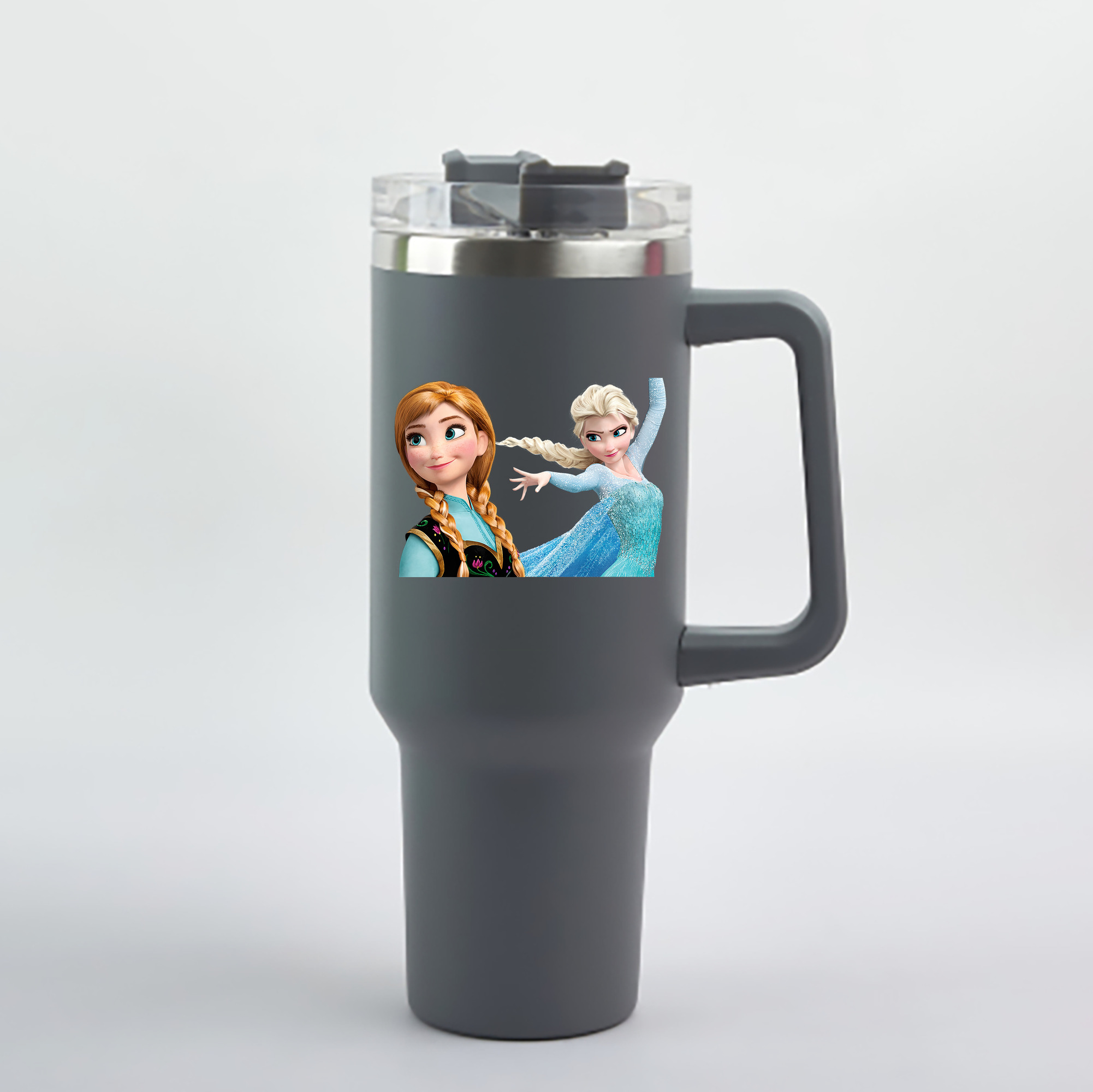 （画像用） アナと雪の女王 アンナ エルサ Frozen Anna Elsa 1200mL車用タンブラー - クリスタルステッカー（プラスチックストロー付き）