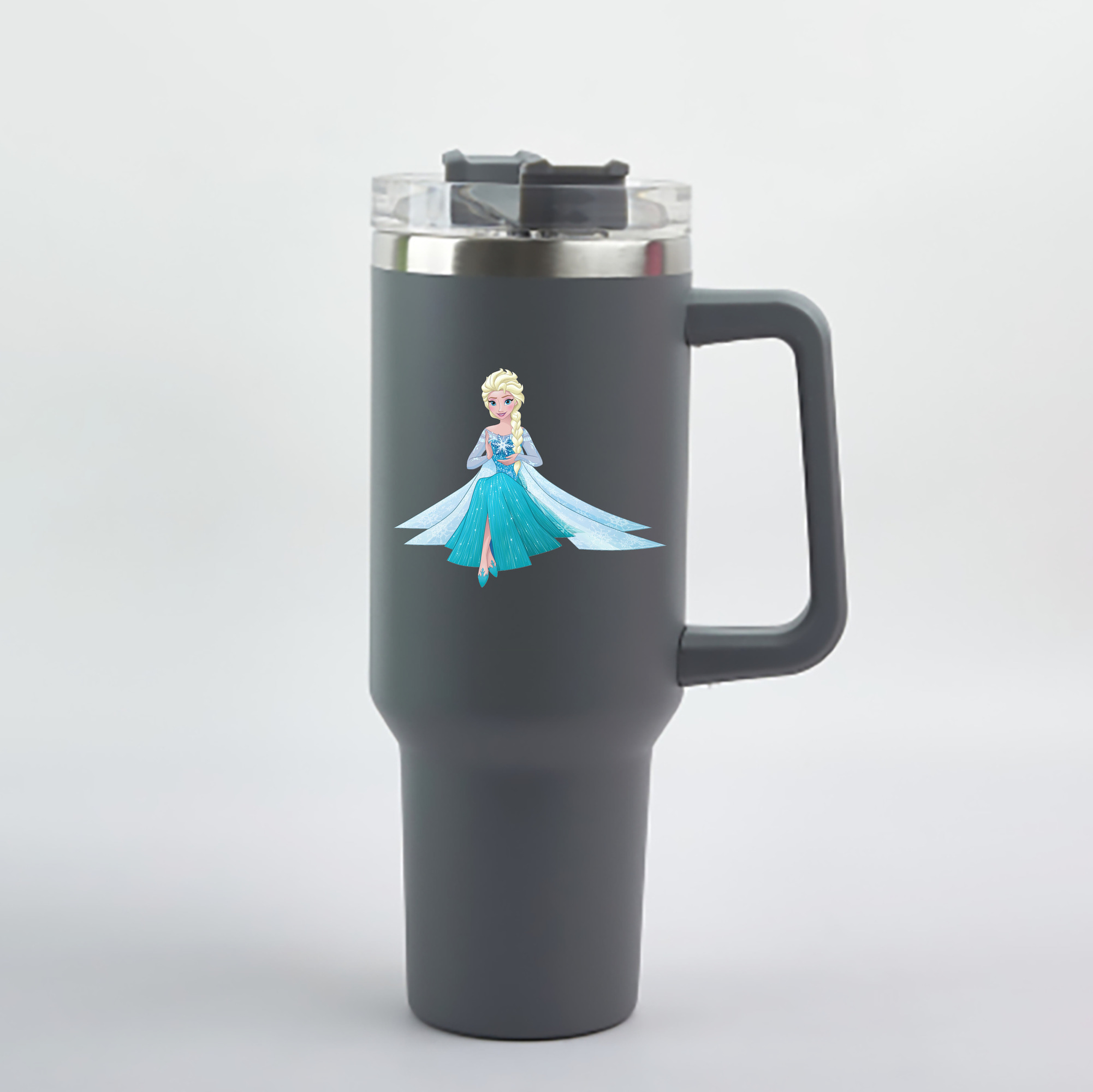 （画像用） アナと雪の女王 アンナ エルサ Frozen Anna Elsa 1200mL車用タンブラー - クリスタルステッカー（プラスチックストロー付き）