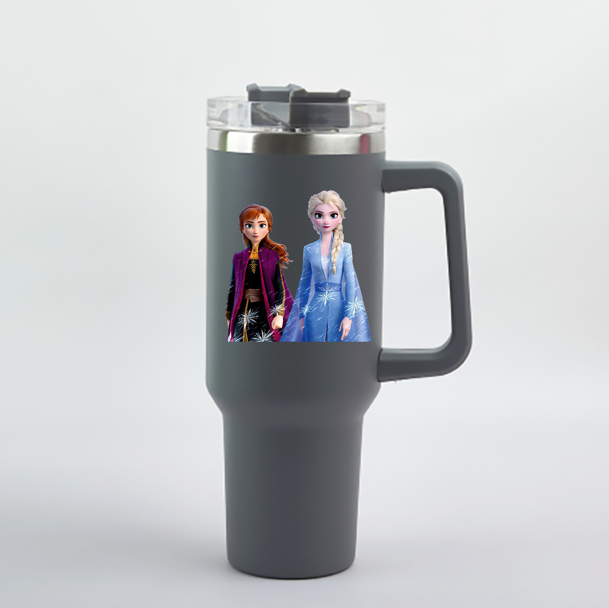 （画像用） アナと雪の女王 アンナ エルサ Frozen Anna Elsa 1200mL車用タンブラー - クリスタルステッカー（プラスチックストロー付き）