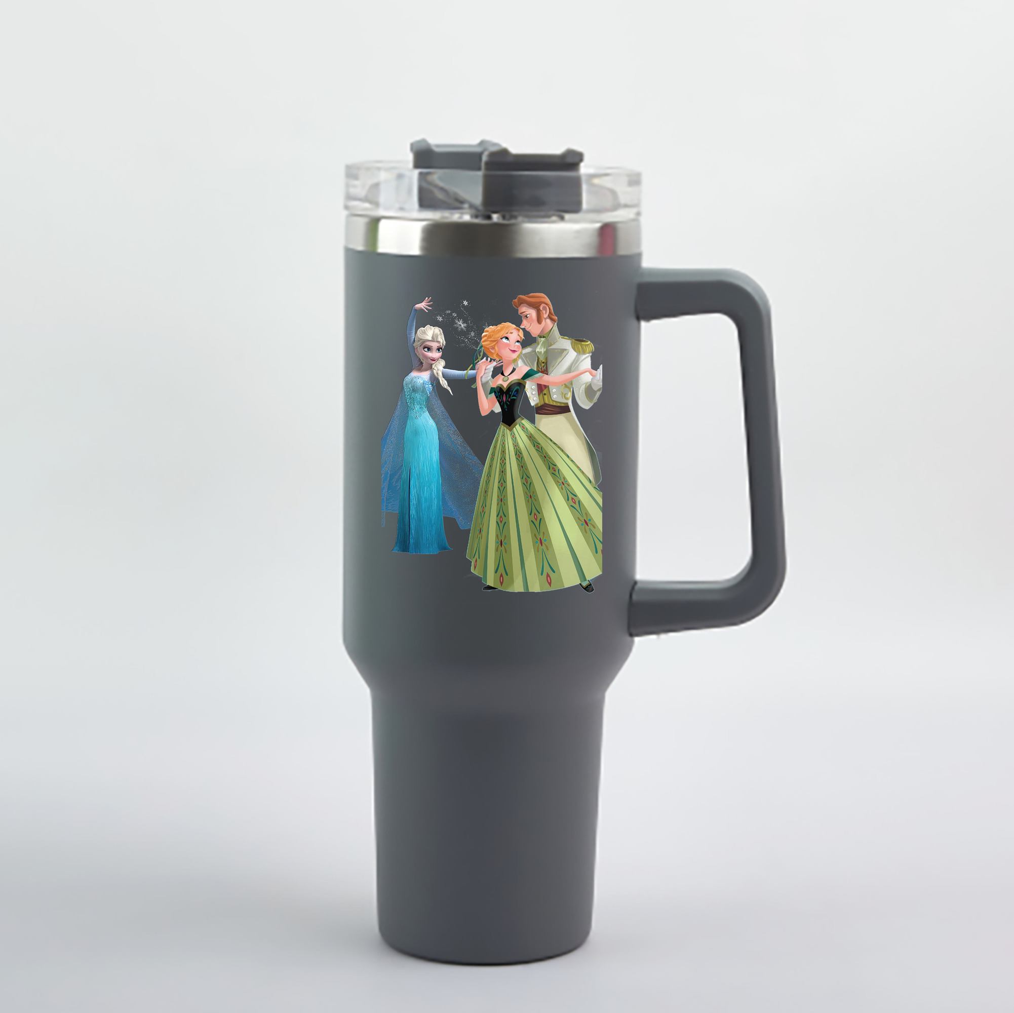 （画像用） アナと雪の女王 アンナ エルサ Frozen Anna Elsa 1200mL車用タンブラー - クリスタルステッカー（プラスチックストロー付き）
