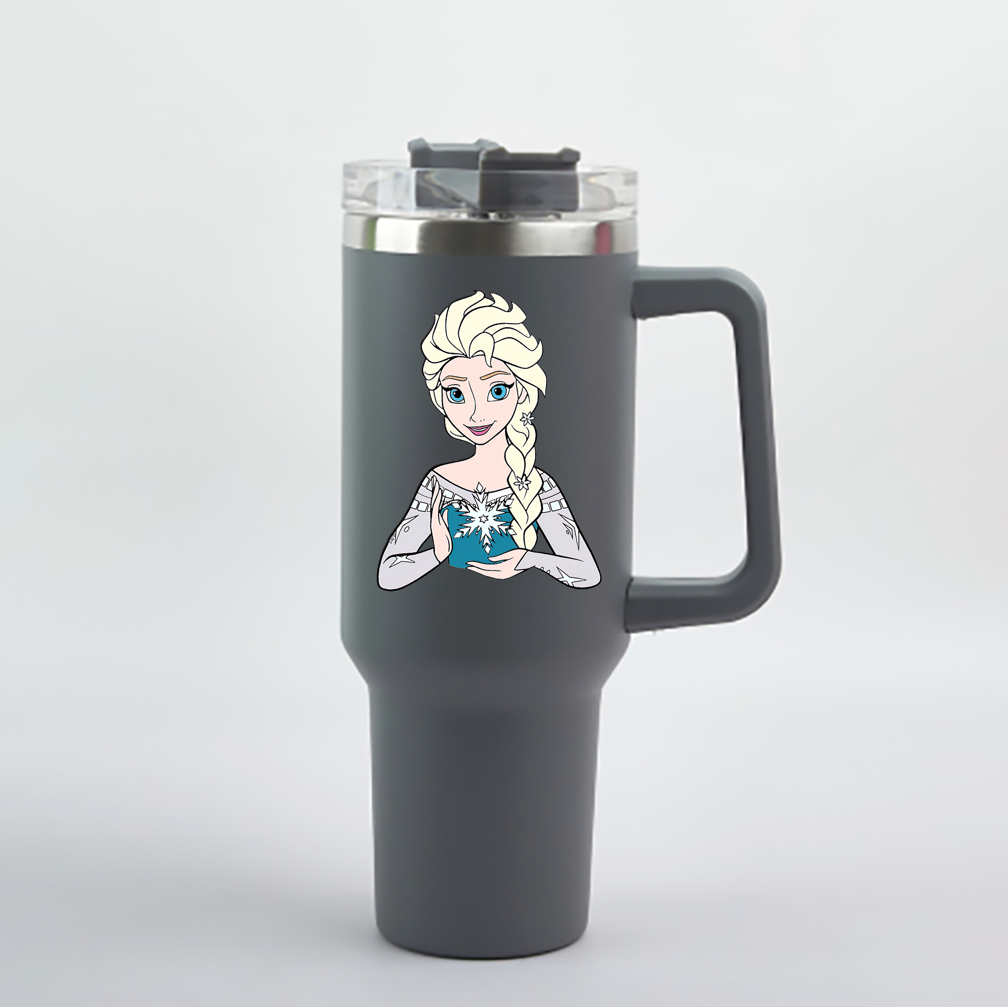 （画像用） アナと雪の女王 アンナ エルサ Frozen Anna Elsa 1200mL車用タンブラー - クリスタルステッカー（プラスチックストロー付き）