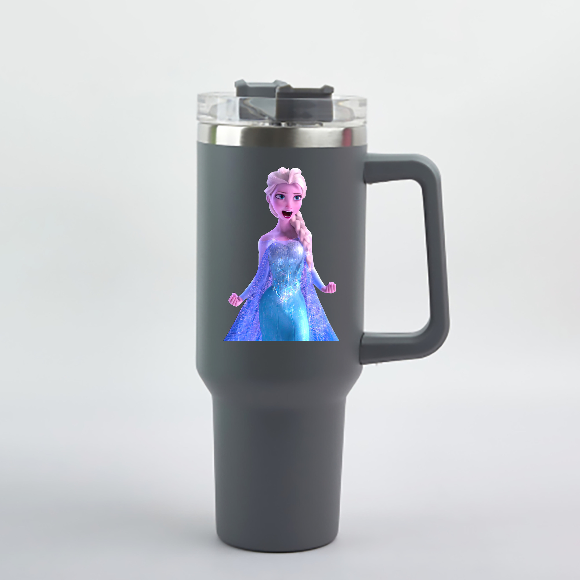 （画像用） アナと雪の女王 アンナ エルサ Frozen Anna Elsa 1200mL車用タンブラー - クリスタルステッカー（プラスチックストロー付き）