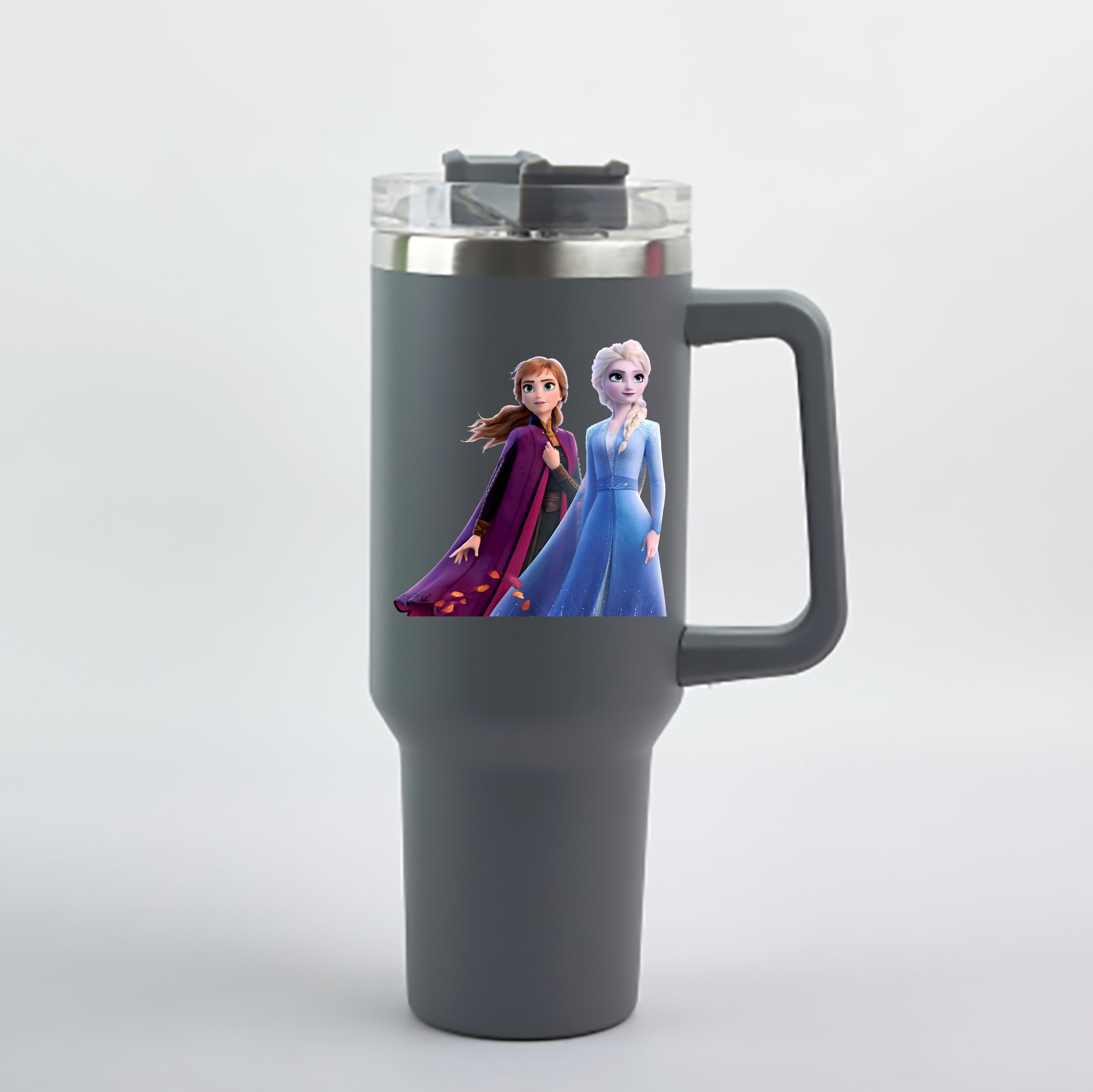 （画像用） アナと雪の女王 アンナ エルサ Frozen Anna Elsa 1200mL車用タンブラー - クリスタルステッカー（プラスチックストロー付き）