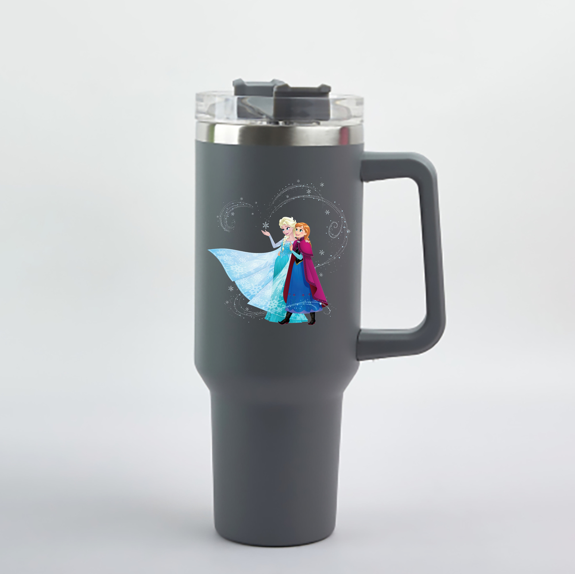 （画像用） アナと雪の女王 アンナ エルサ Frozen Anna Elsa 1200mL車用タンブラー - クリスタルステッカー（プラスチックストロー付き）