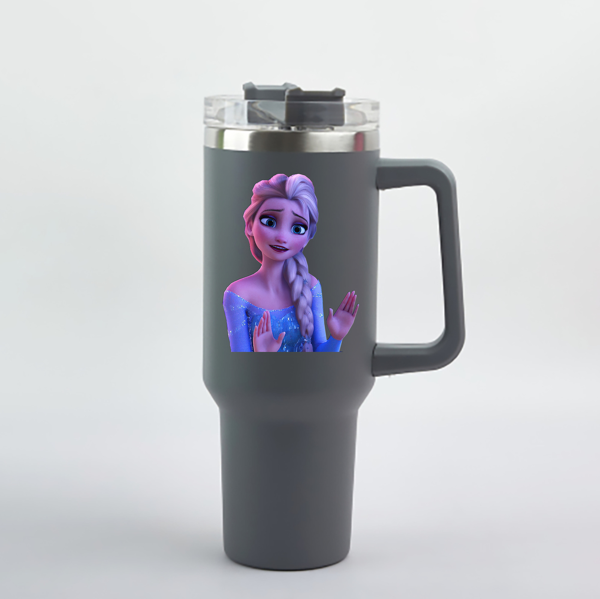 （画像用） アナと雪の女王 アンナ エルサ Frozen Anna Elsa 1200mL車用タンブラー - クリスタルステッカー（プラスチックストロー付き）